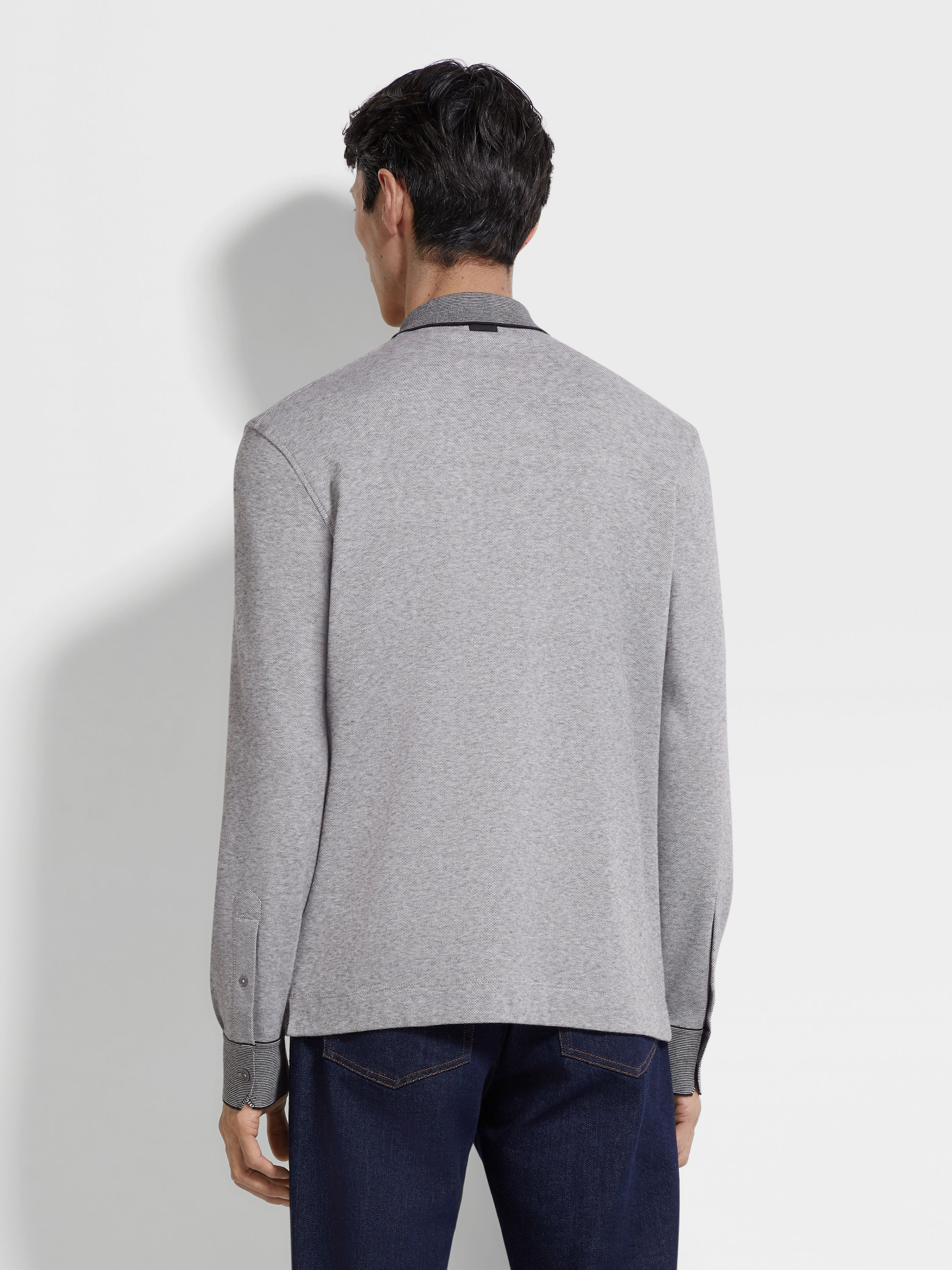 White and Black Cotton Polo Shirt Product detail photo #4