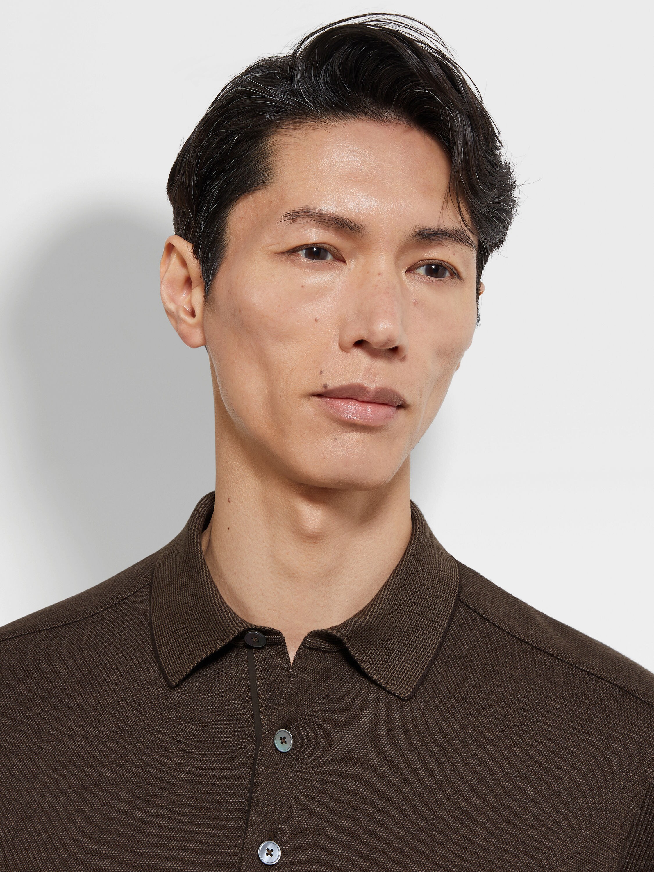 Brown Cotton Polo Shirt Product detail photo #1