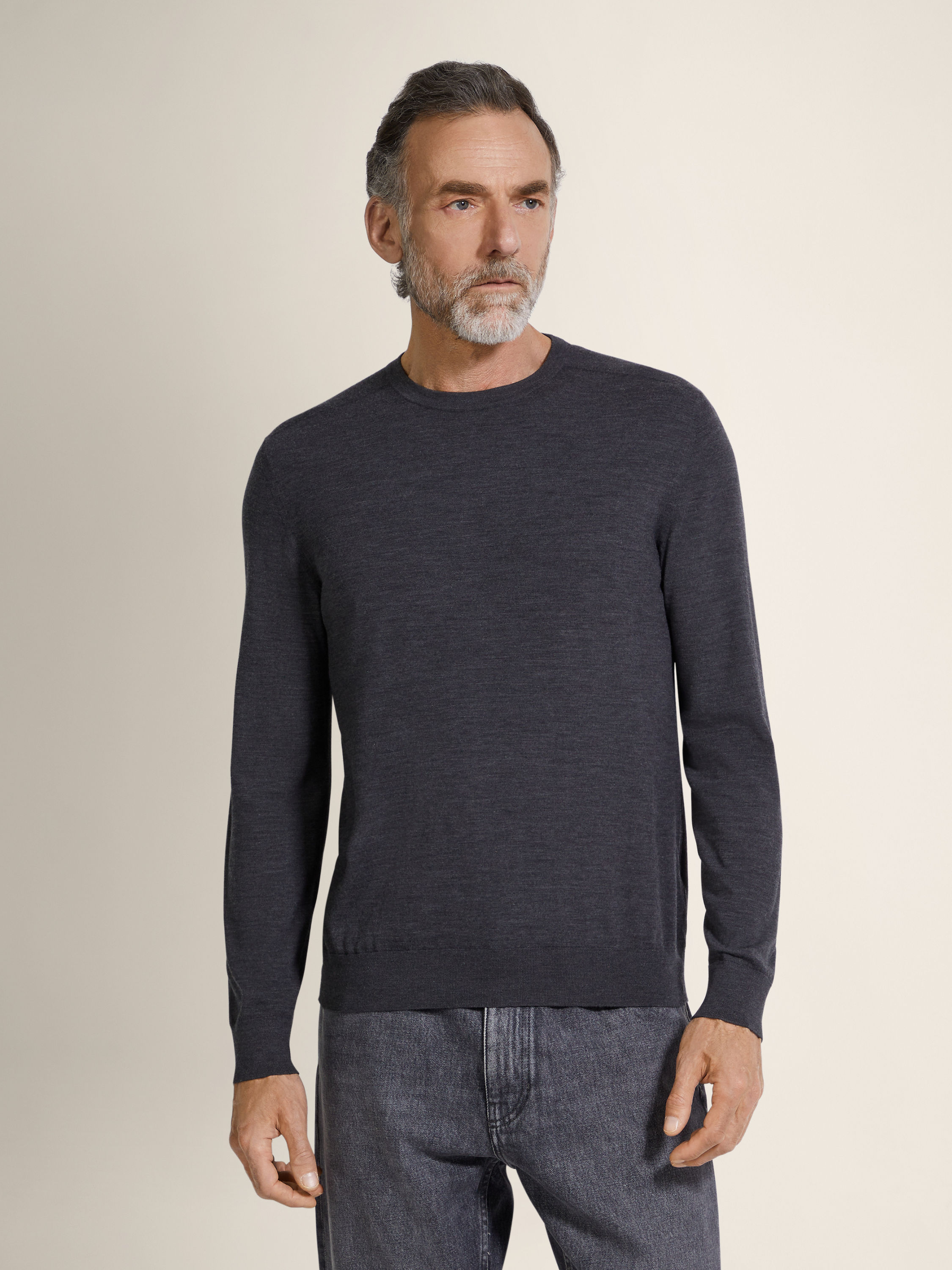 Pull Ras du Cou en Vellus Aureum Gris Foncé Photo #3 de détail du produit