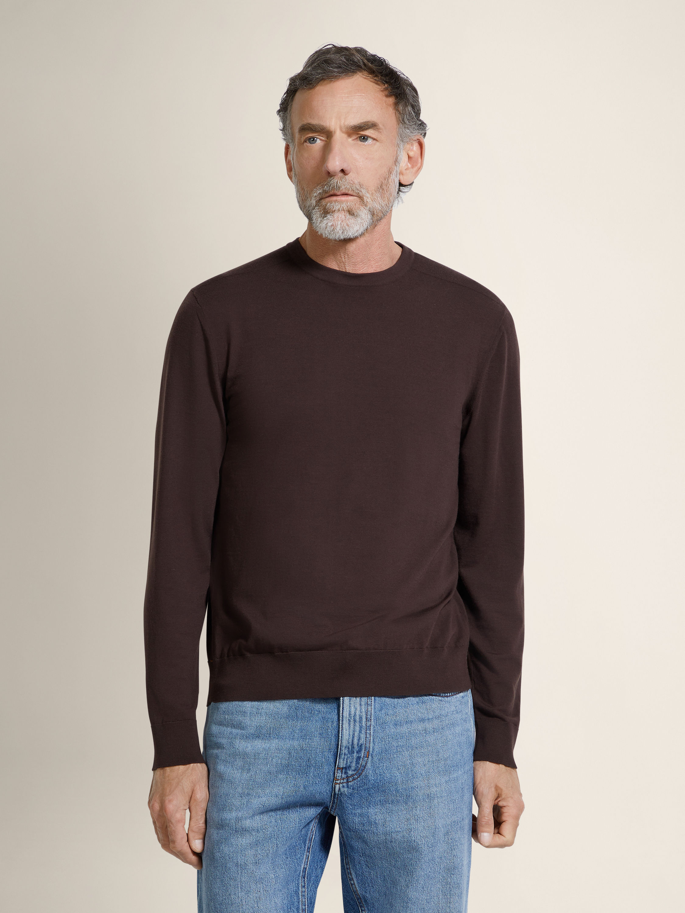 Pull Ras du Cou en Vellus Aureum Marron Foncé Photo #3 de détail du produit