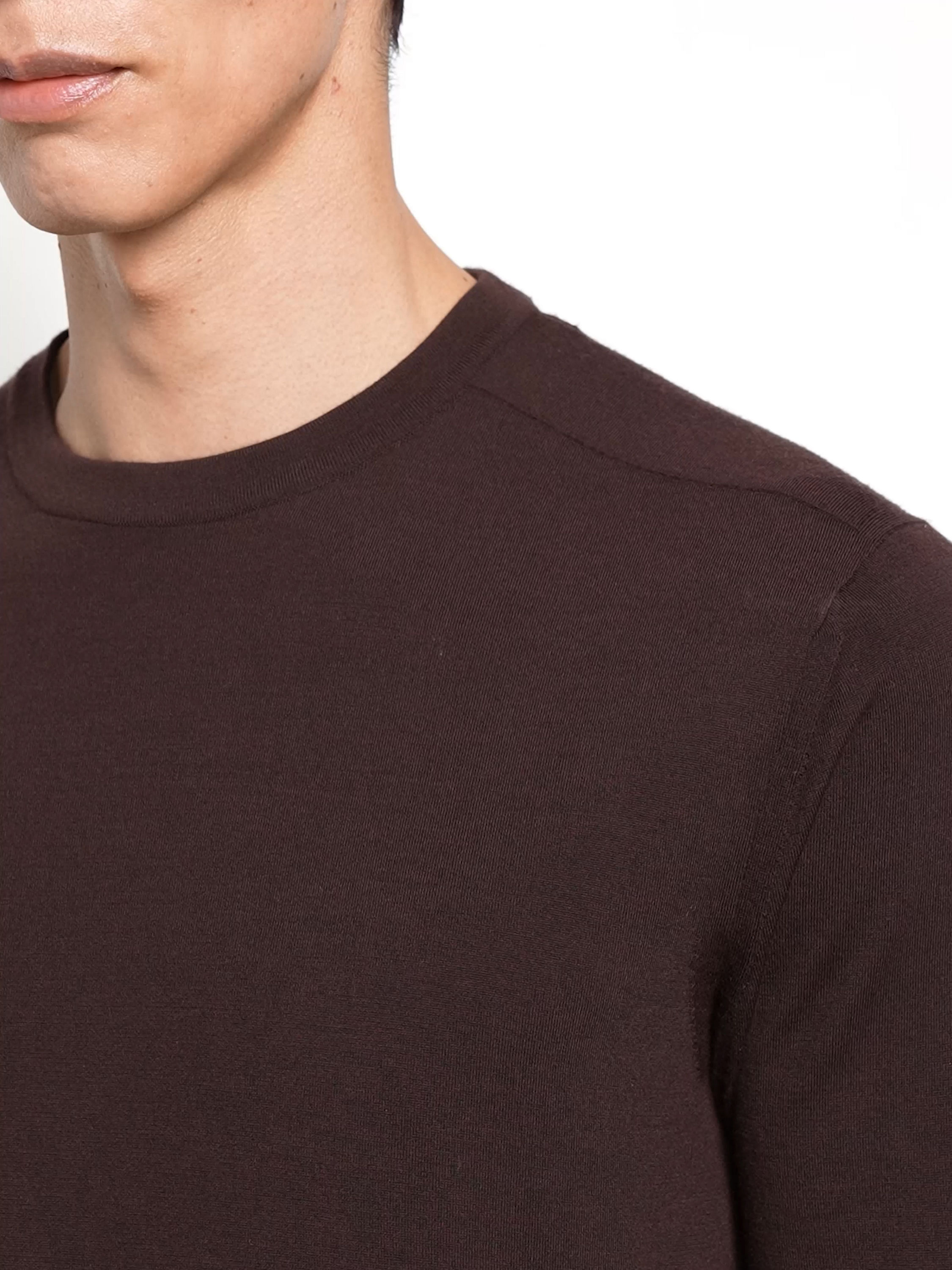 Pull Ras du Cou en Vellus Aureum Marron Foncé