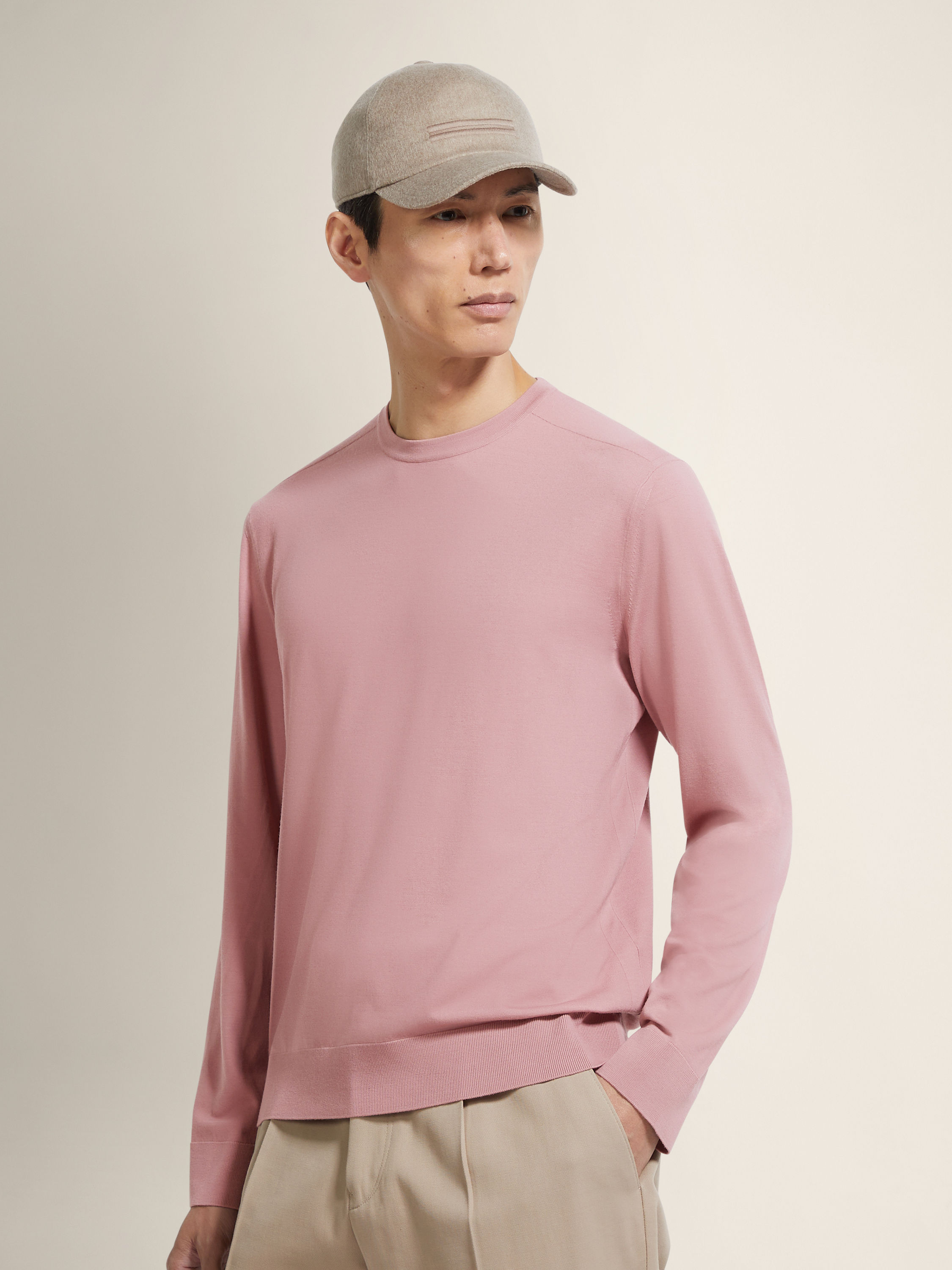 Pull Ras du Cou en Vellus Aureum Rose Clair Photo #2 de détail du produit