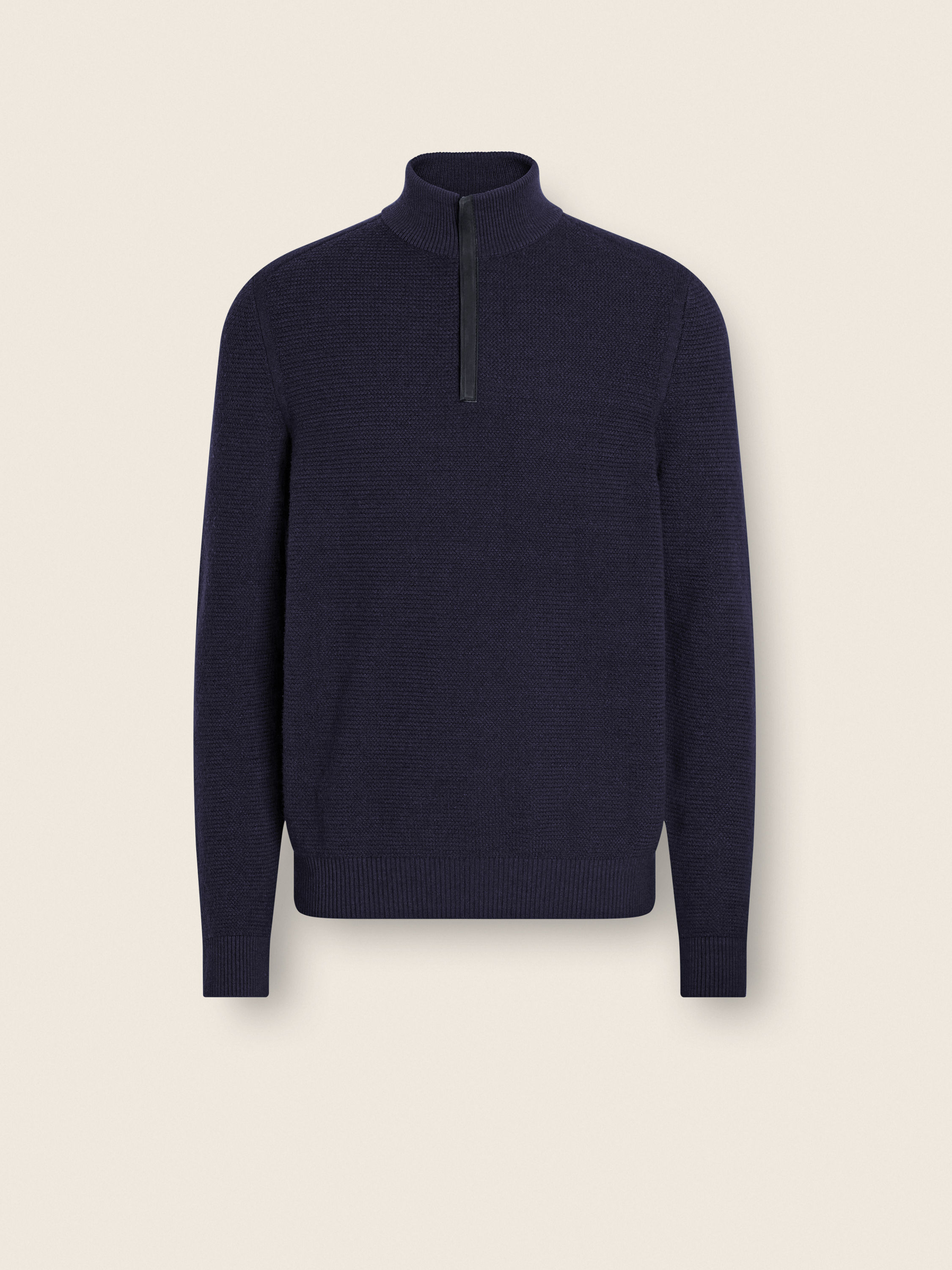 Navy Blue Vellus Aureum Zip Mock Neck Main product photo