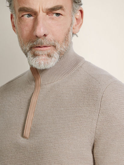 ライトトープVellus Aureumジップ モックネック FW25 35514879 | Zegna JP