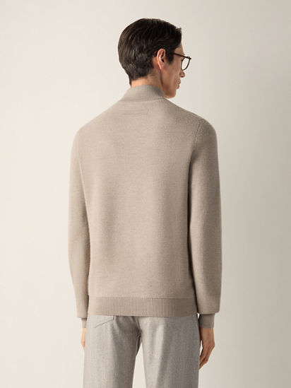 Light Taupe Vellus Aureum Zip Mock Neck FW26 35514879 | Zegna HK