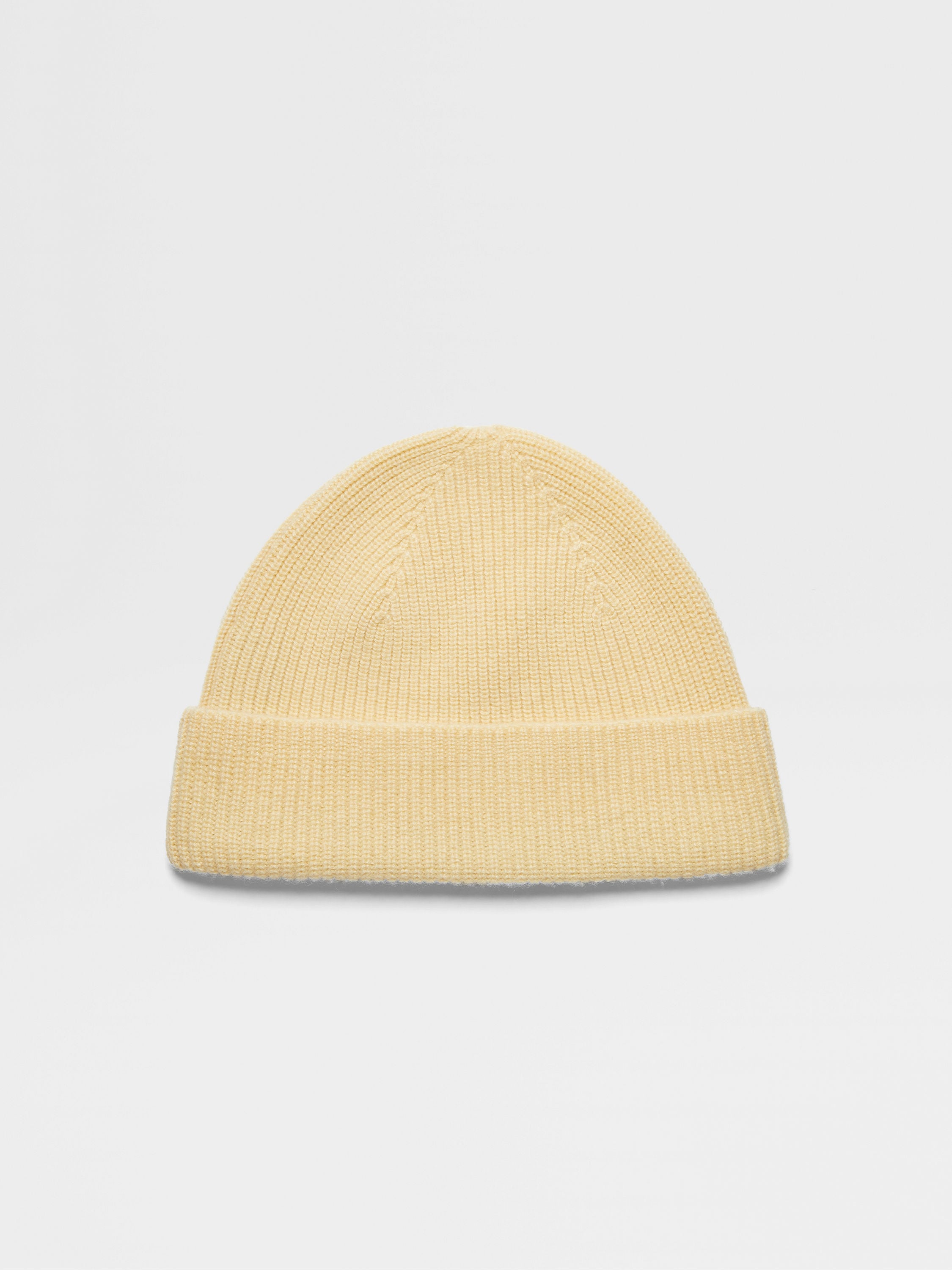 Beanie aus Oasi Cashmere in Hellgelb Detailfoto #2 des Produkts