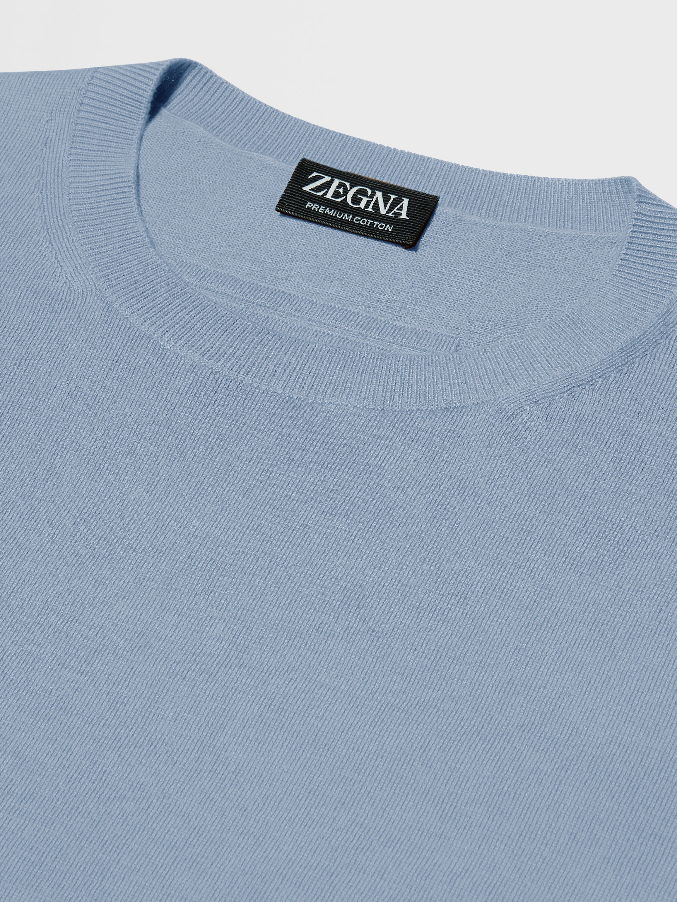 Light Blue Mélange Premium Cotton T-shirt Product detail photo #2