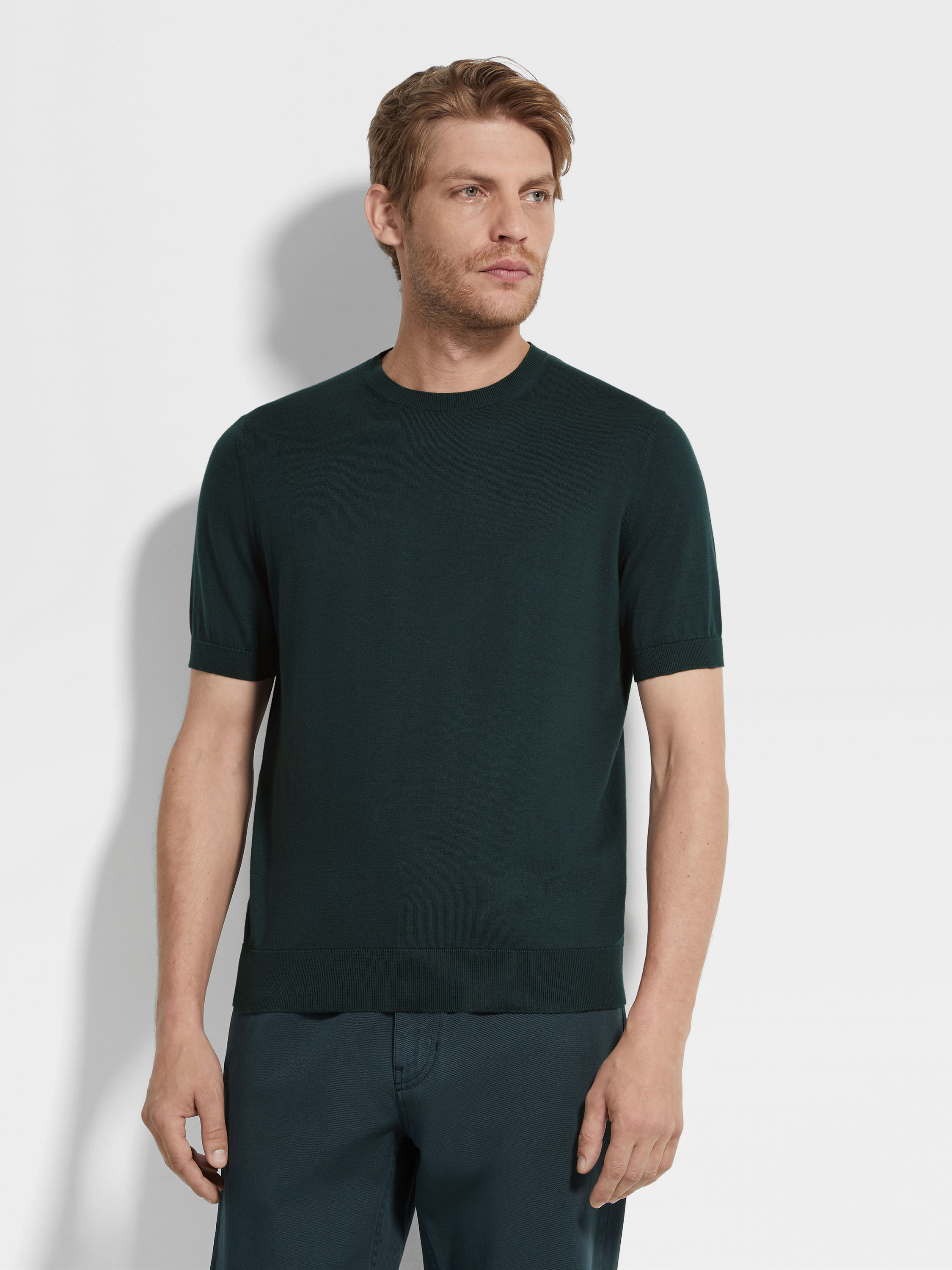 Dark Green Mélange Premium Cotton T-shirt Product detail photo #3