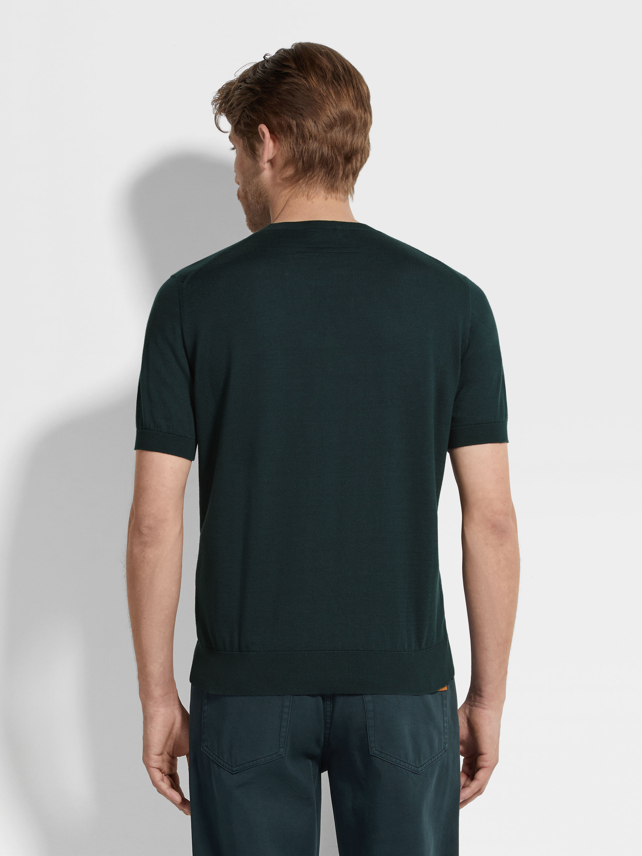 Dark Green Mélange Premium Cotton T-shirt Product detail photo #4