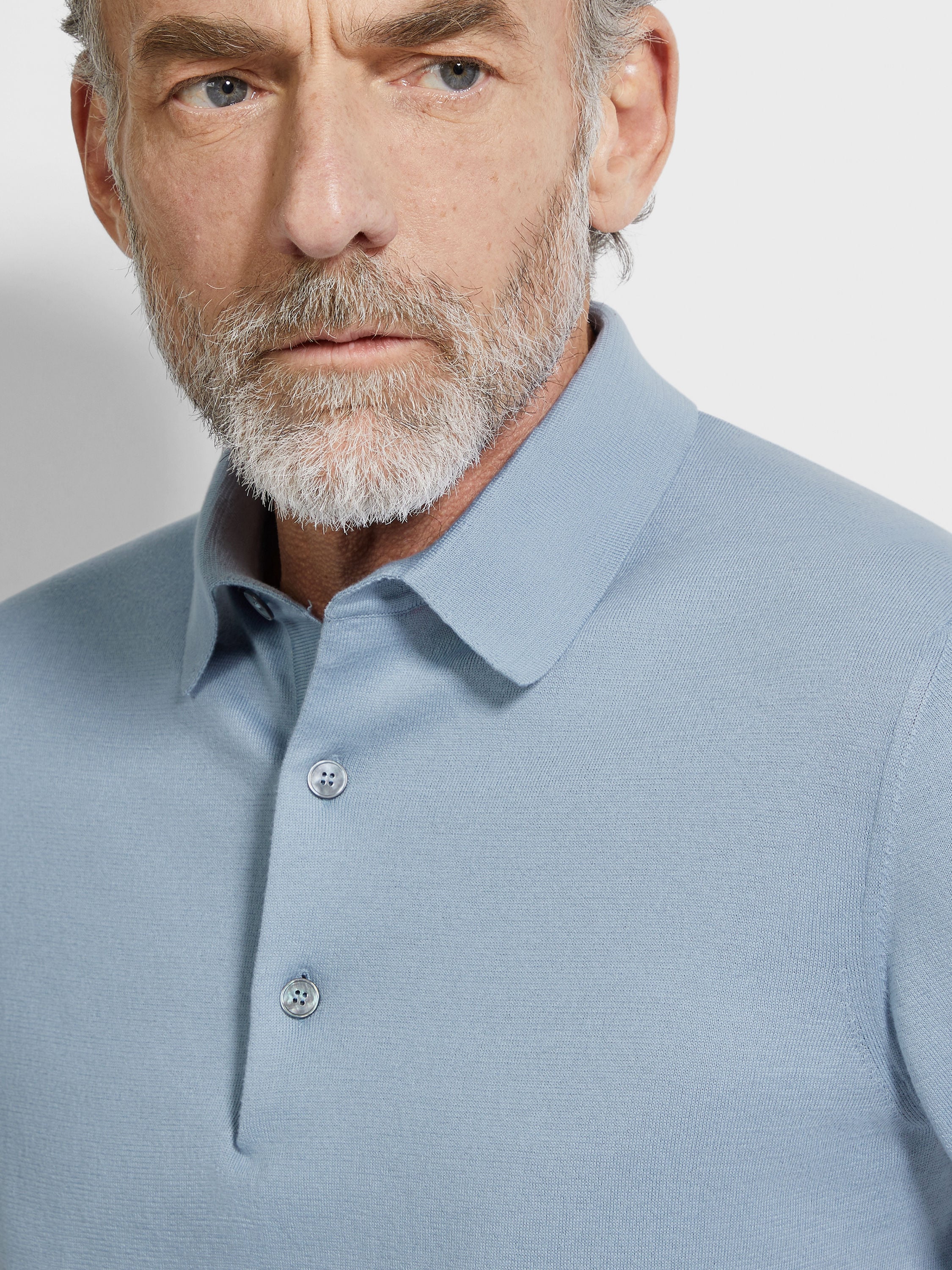 Polo en Premium Cotton Azul Claro Mixto Foto #1 de detalle del producto
