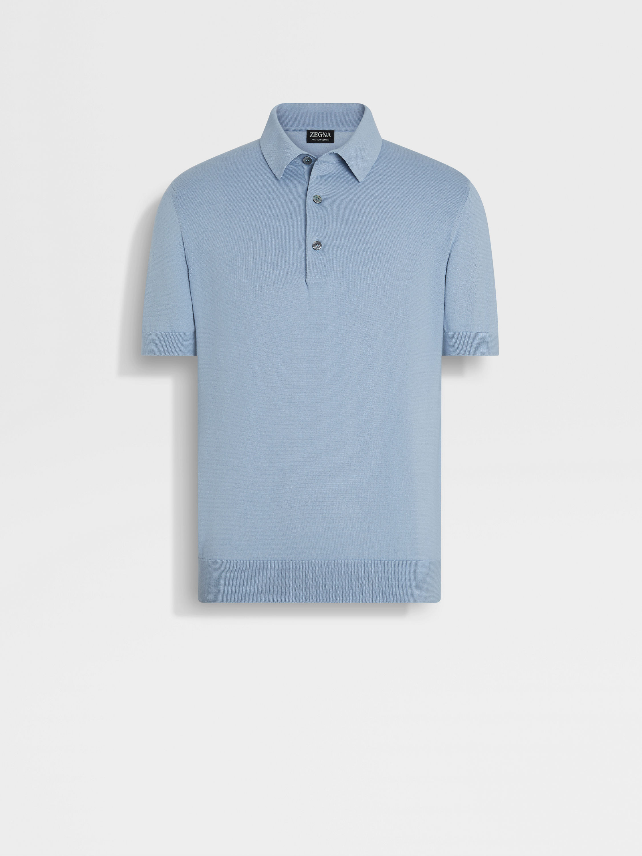 混浅蓝色 Premium Cotton 棉质 Polo 衫 产品主图