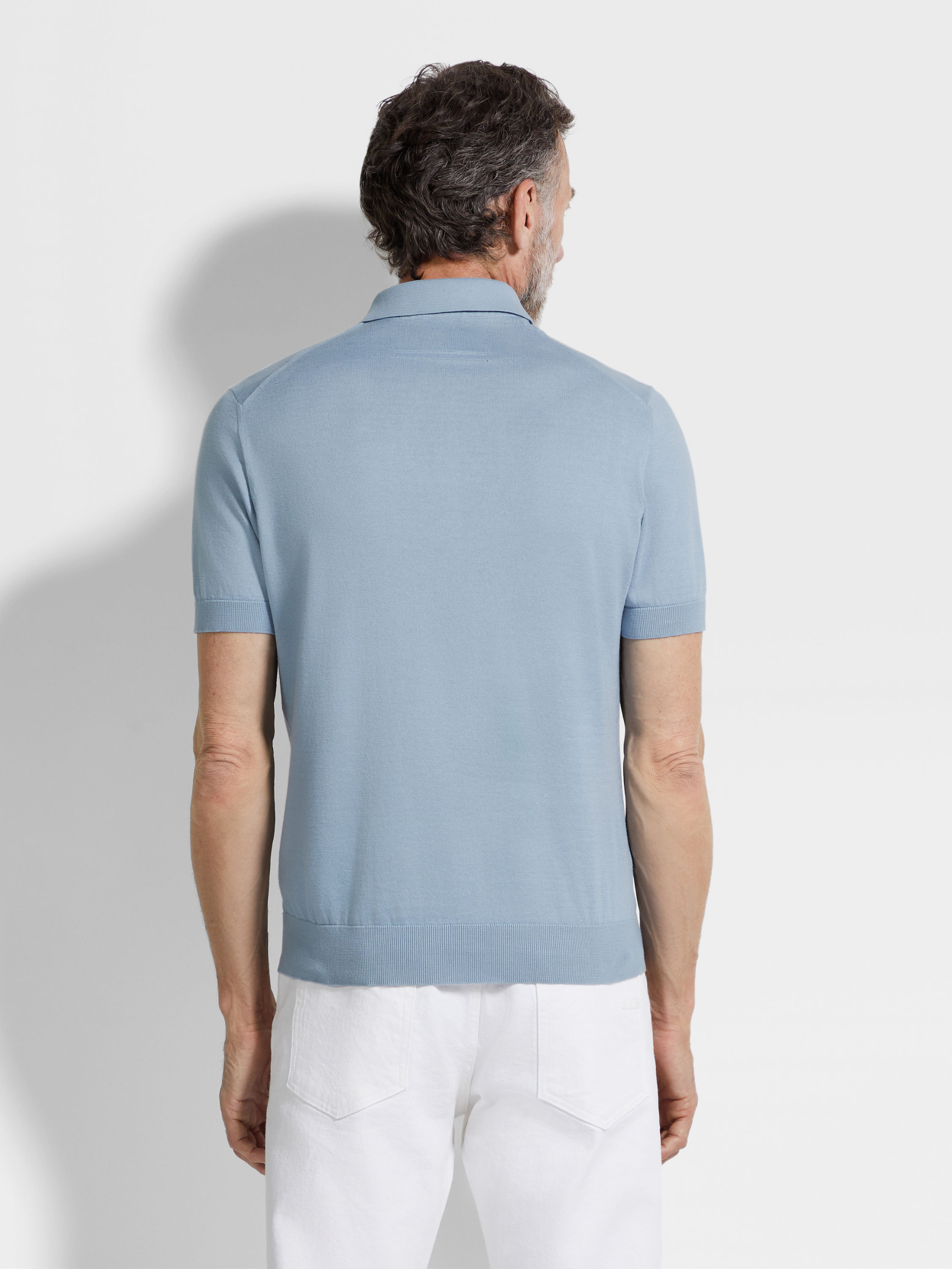 Polo en Premium Cotton Azul Claro Mixto Foto #4 de detalle del producto