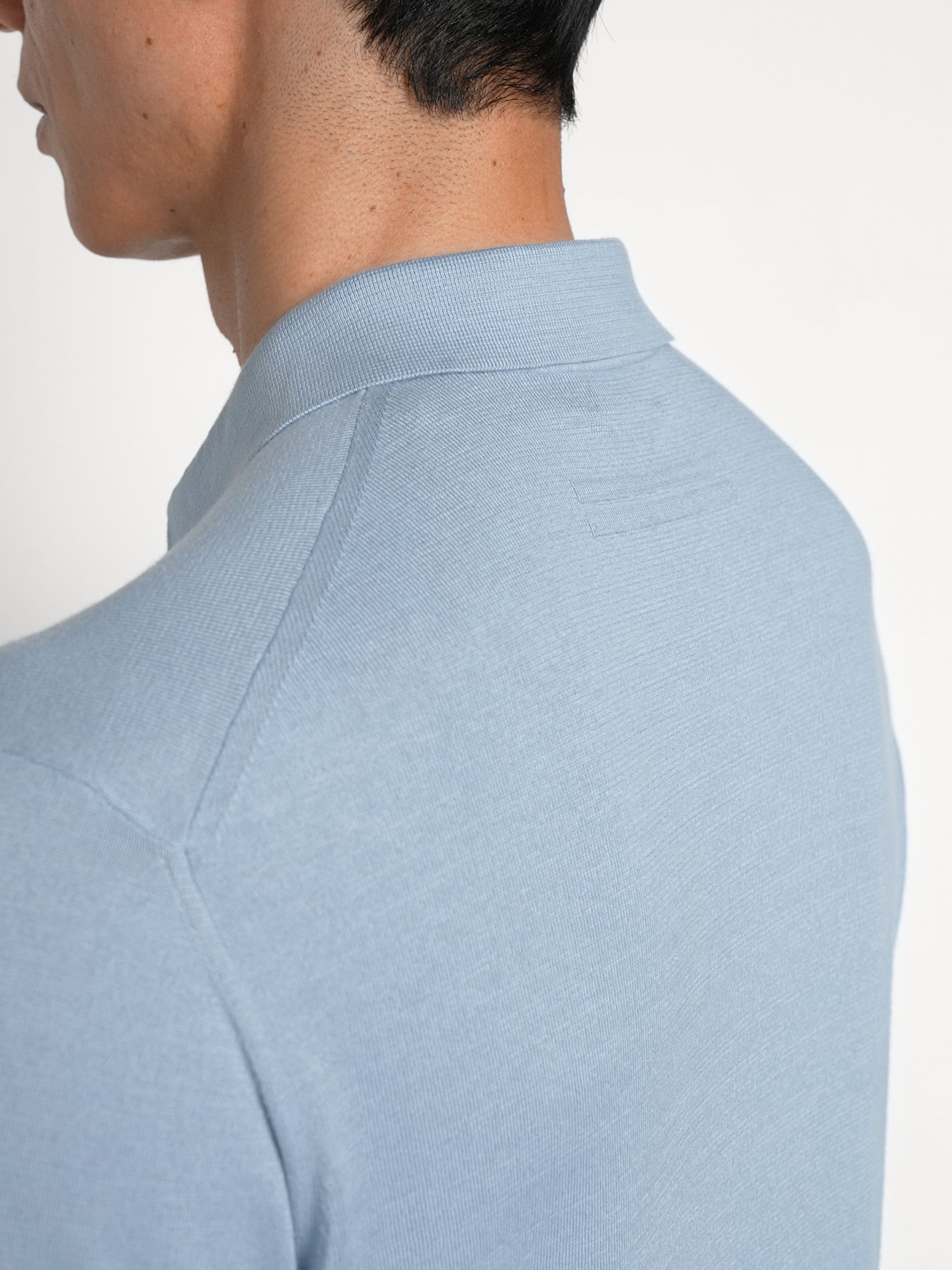 Polo en Premium Cotton Azul Claro Mixto