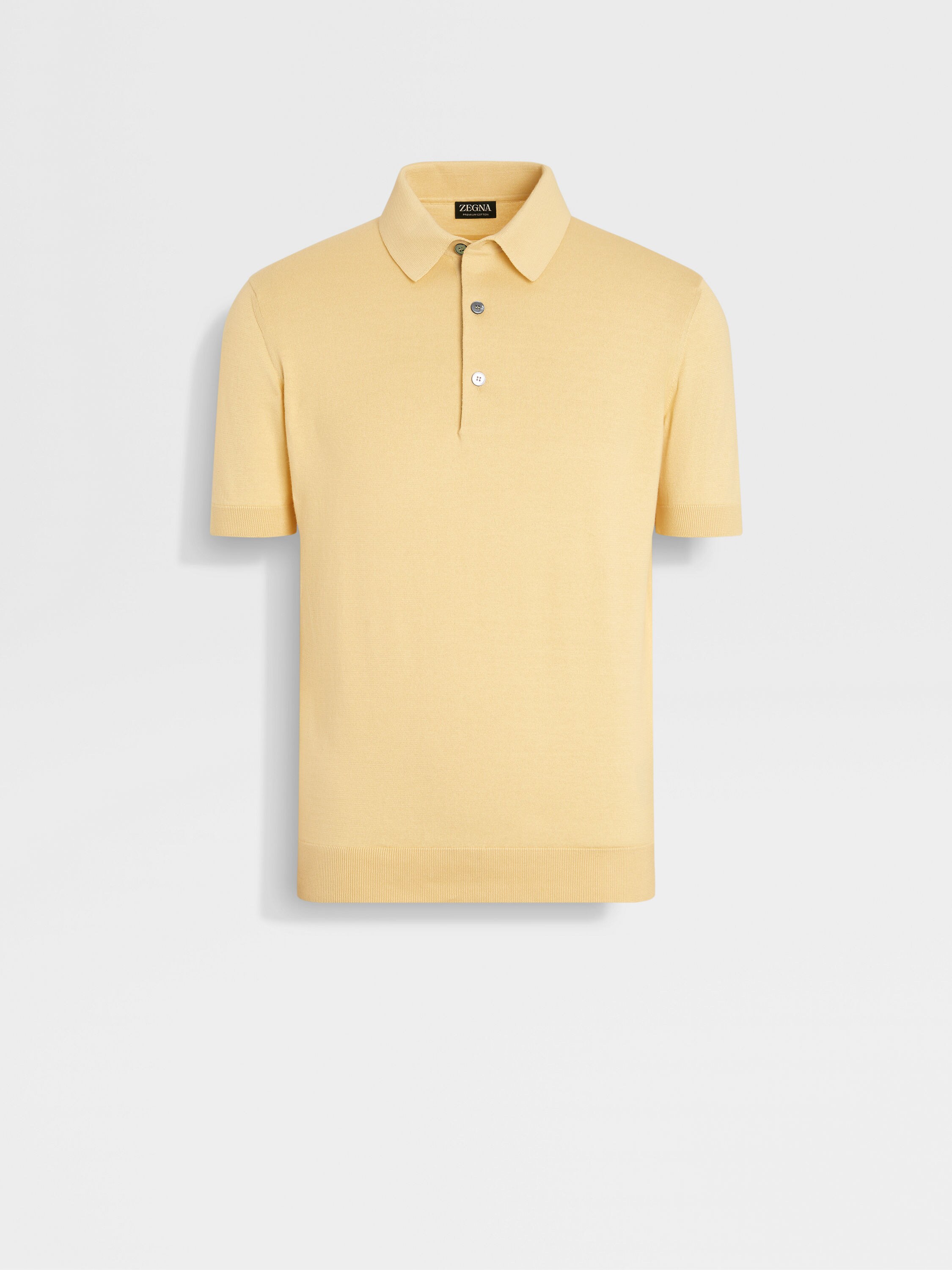 Pastel Yellow Mélange Premium Cotton Polo Shirt Main product photo
