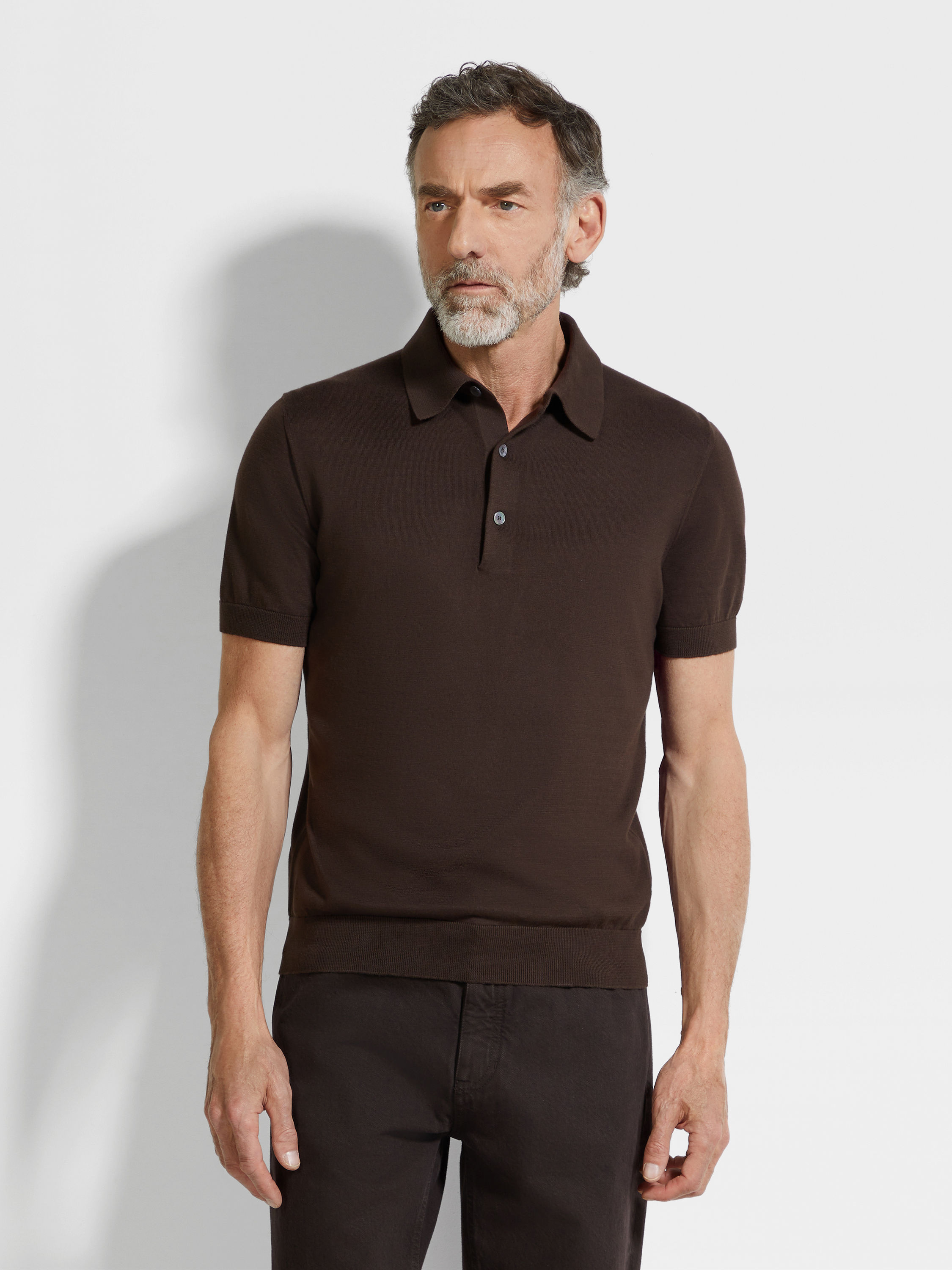 Polo en Premium Cotton Marrón Oscuro Mixto Foto #3 de detalle del producto