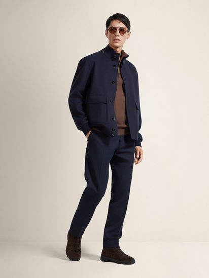 Navy Blue Cotton and Wool Pants SS26 35527444 | Zegna JP