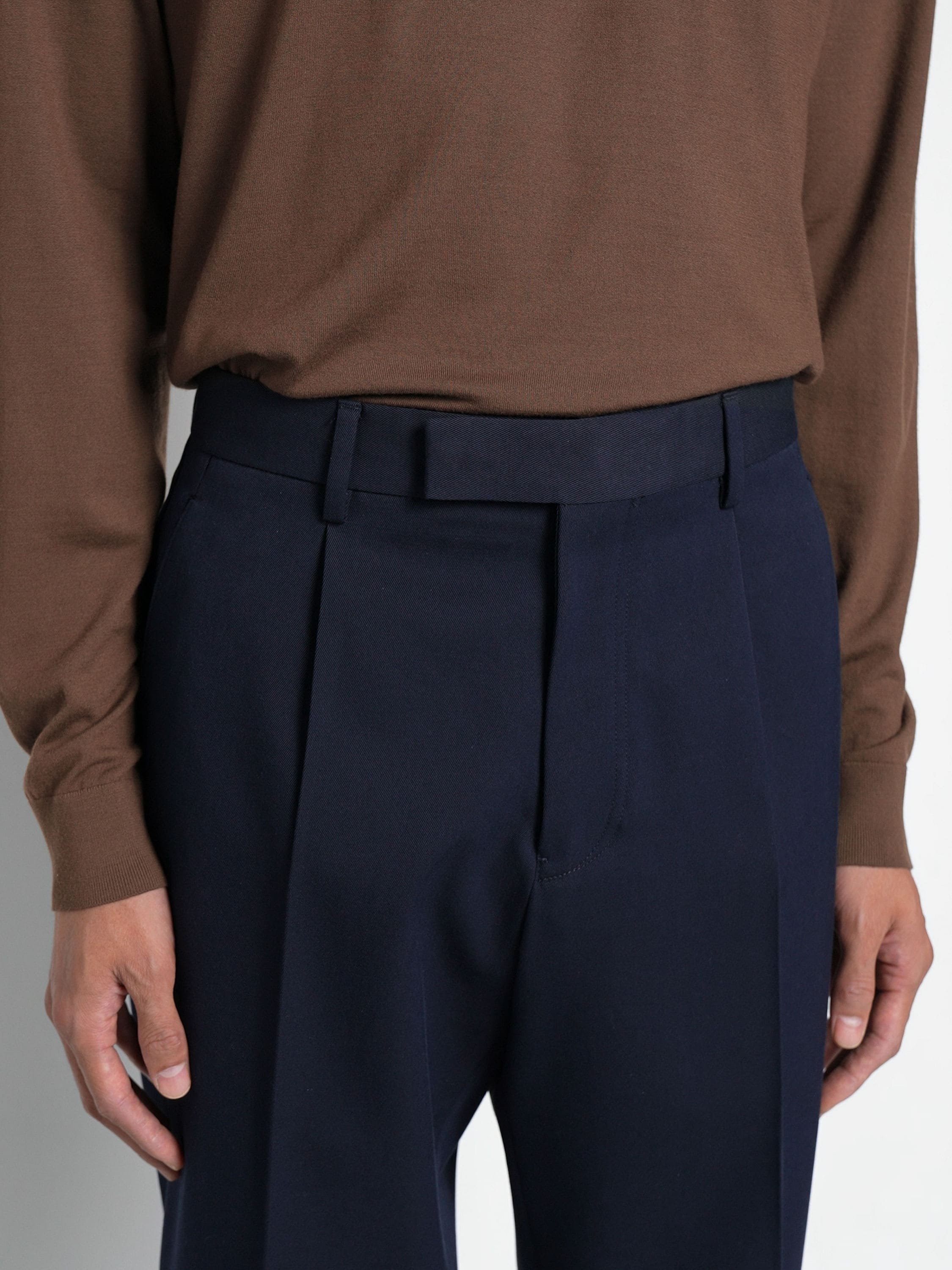 Navy Blue Cotton and Wool Pants