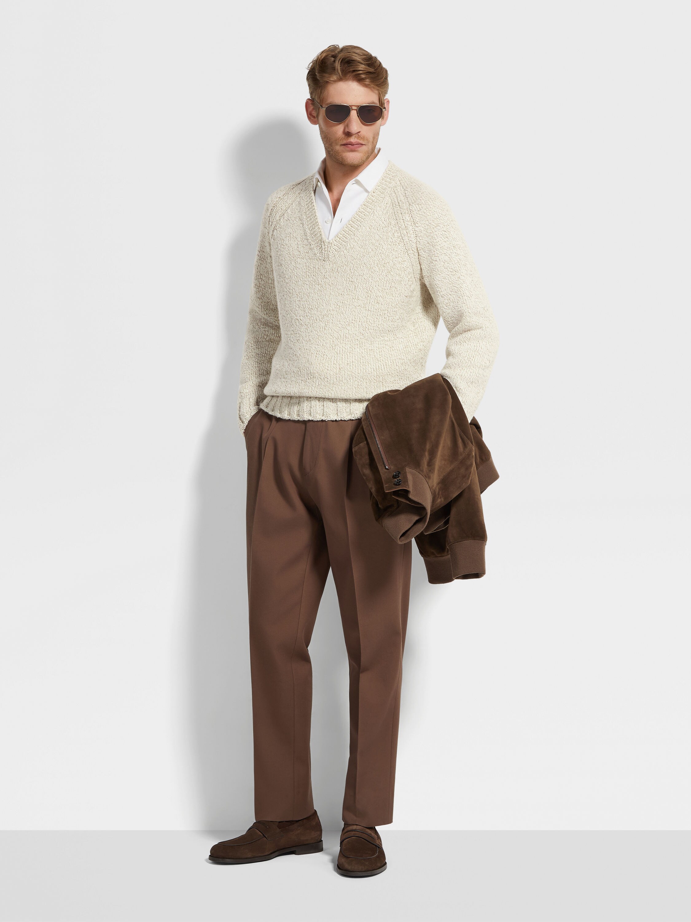 Brown Cotton and Wool Pants Product detail photo #2