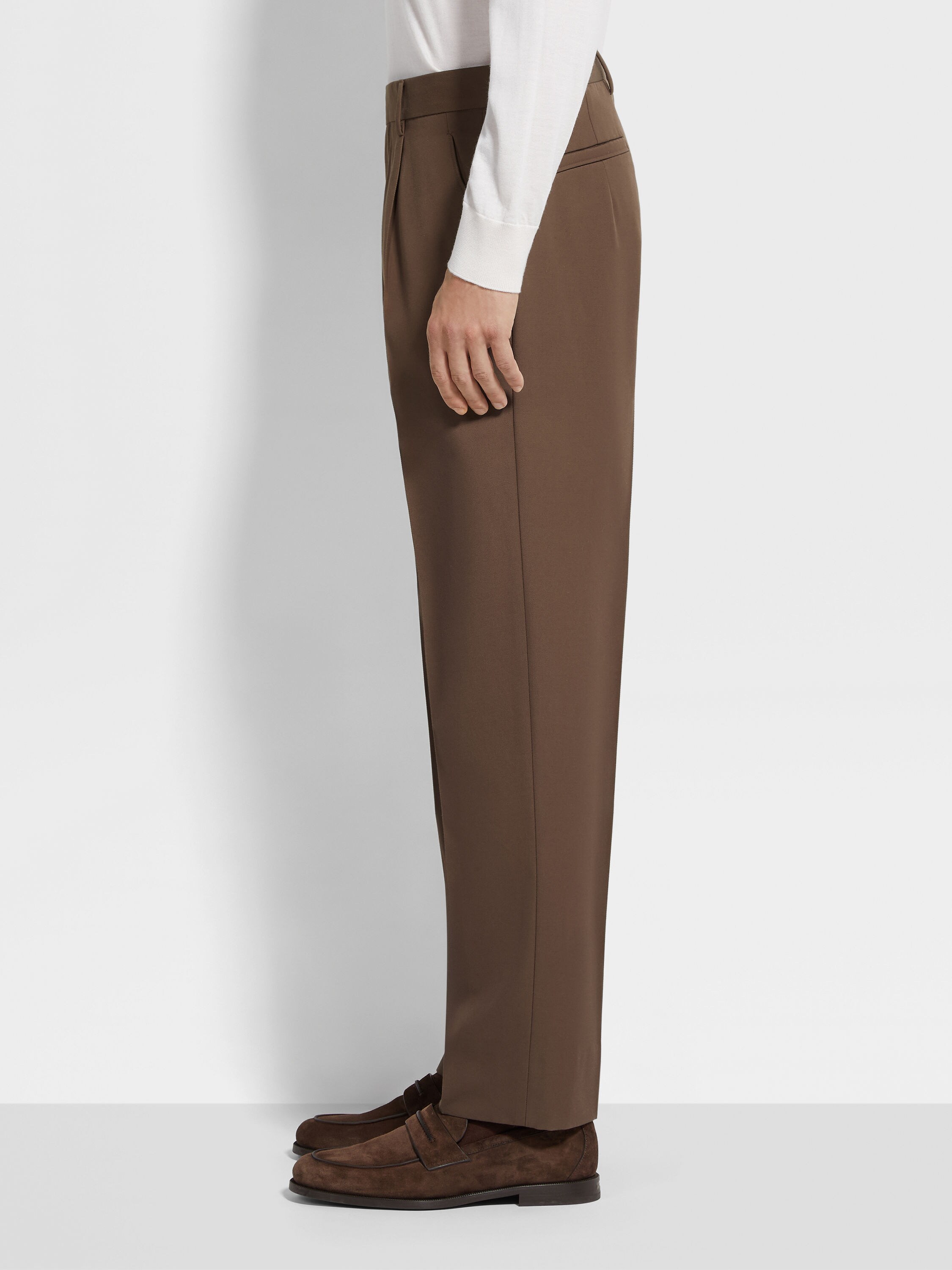 Brown Cotton and Wool Pants Product detail photo #3