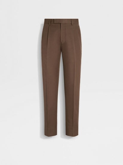 Brown Cotton and Wool Pants FW25 35527468 | Zegna CA