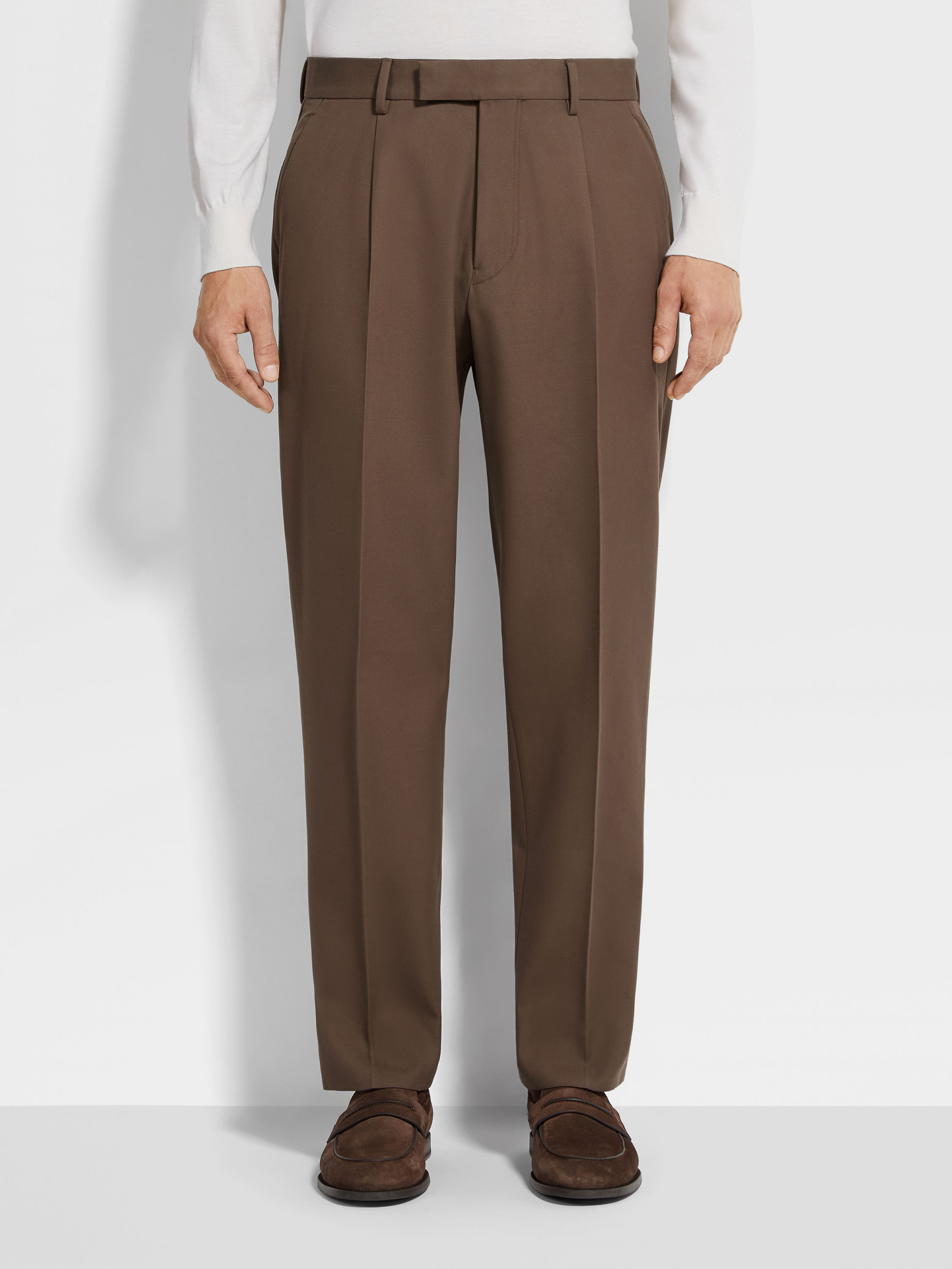 Brown Cotton and Wool Pants Product detail photo #4