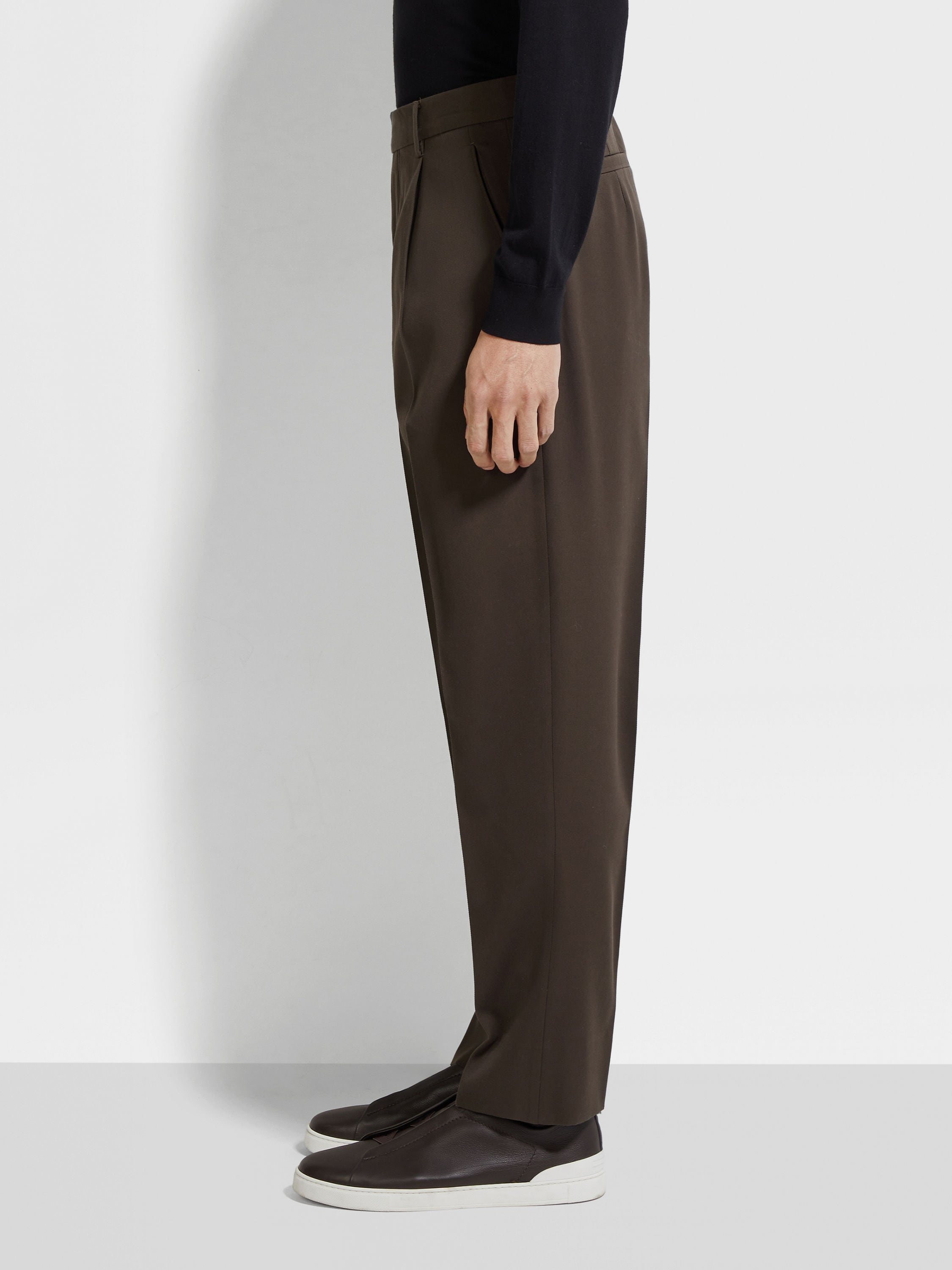 Dark Brown Cotton and Wool Pants Product detail photo #2