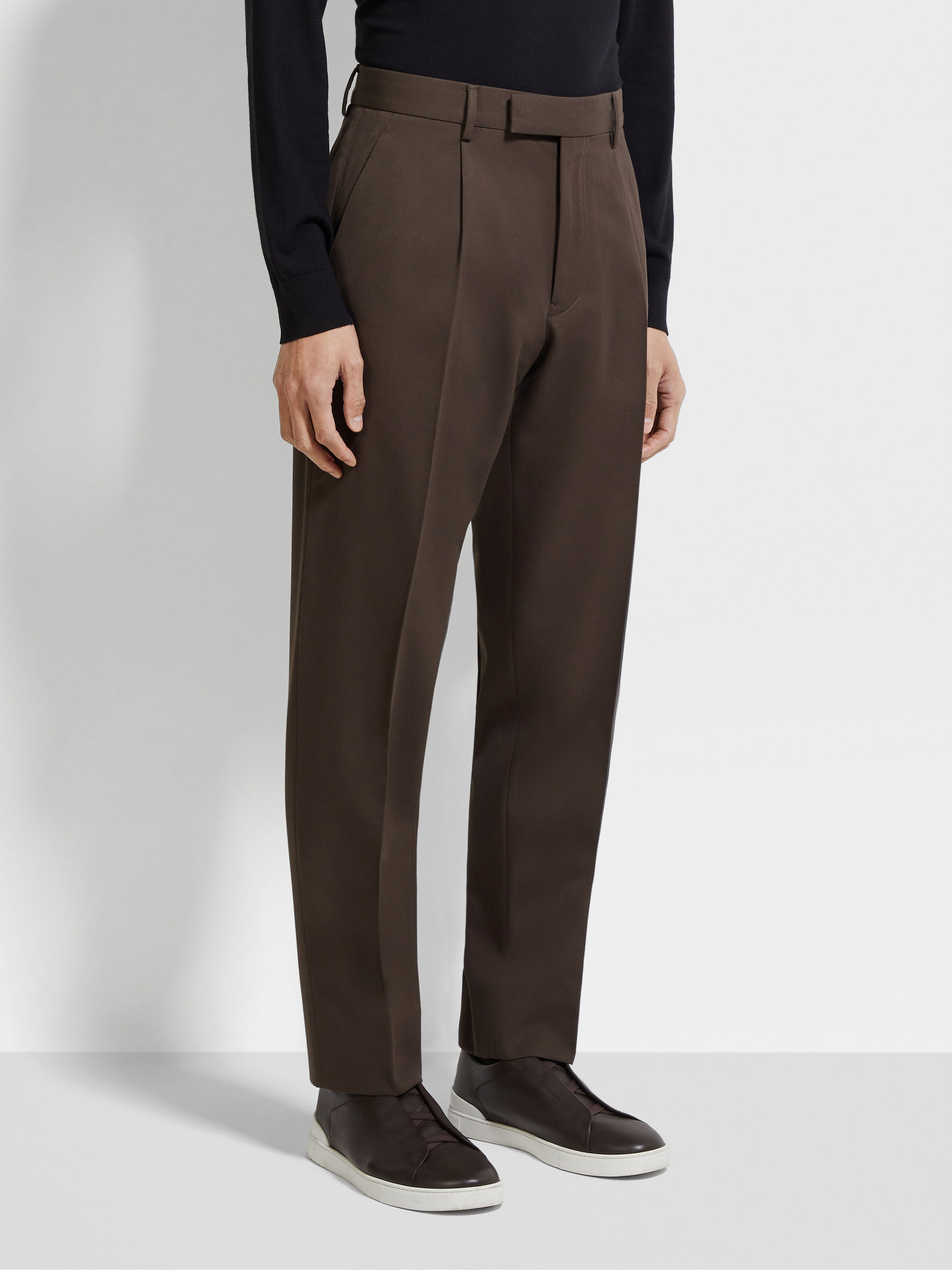 Dark Brown Cotton and Wool Pants Product detail photo #3