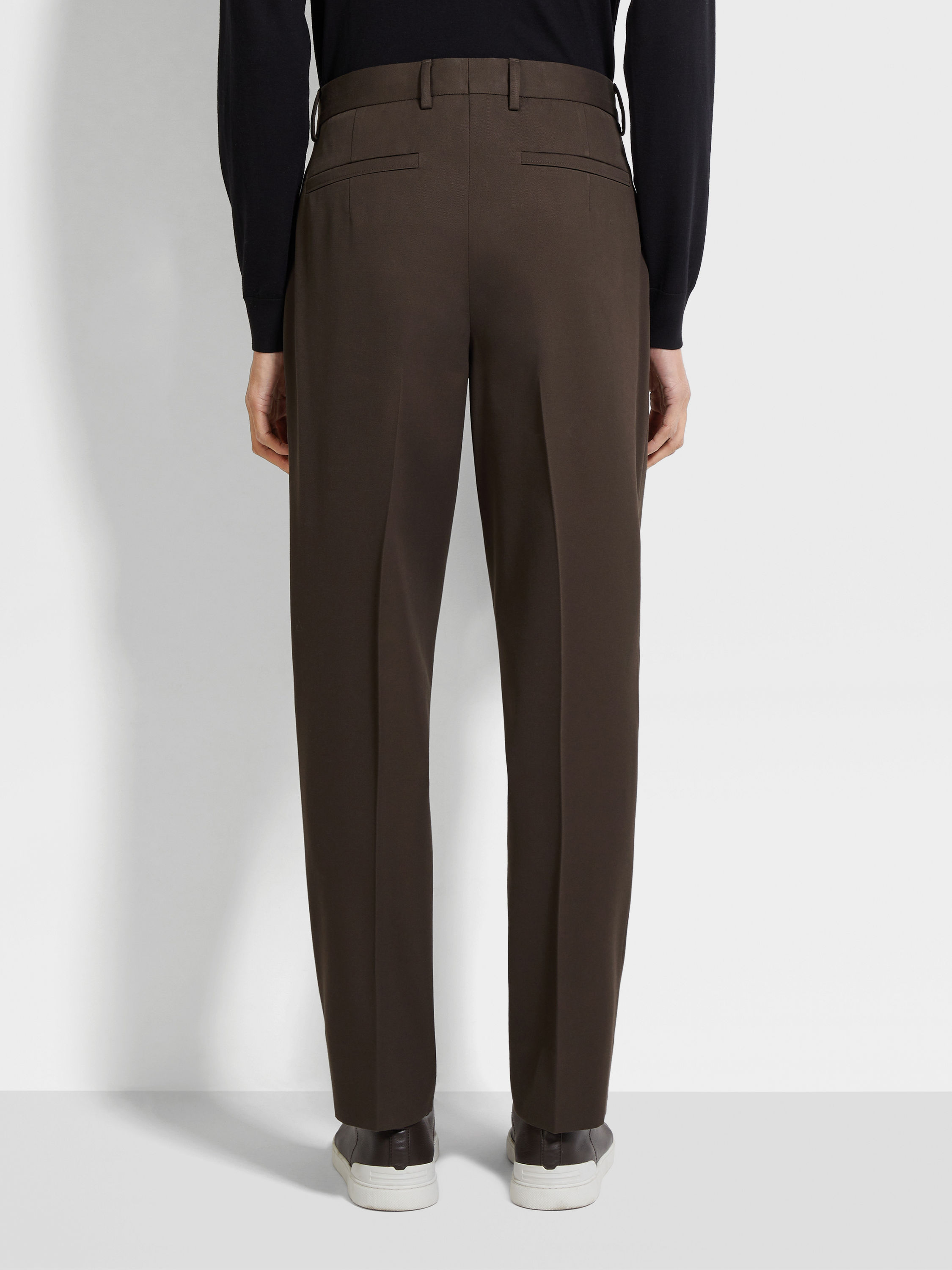 Dark Brown Cotton and Wool Pants Product detail photo #4