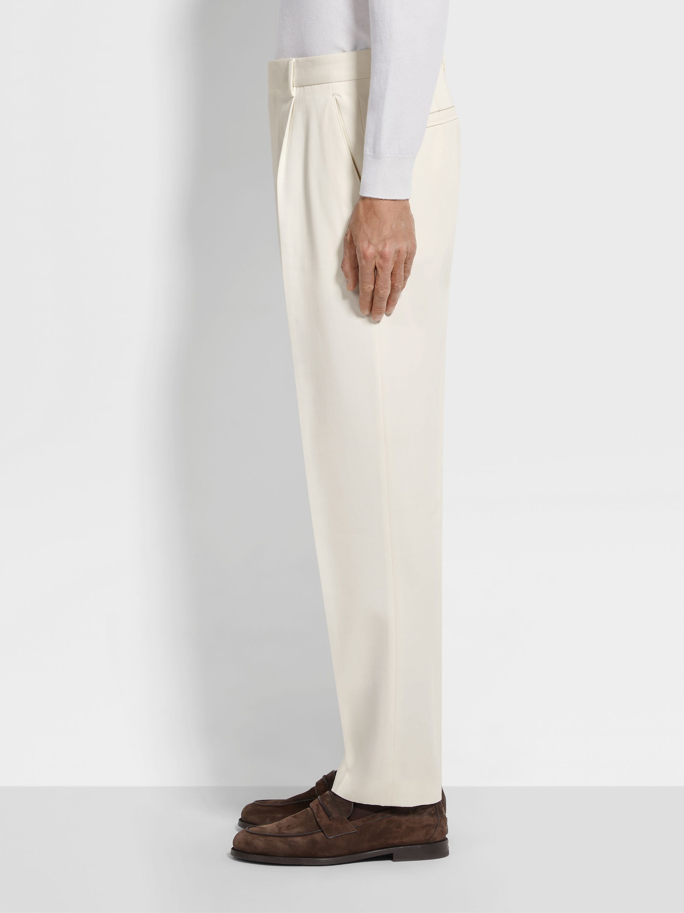 White Cotton and Wool Pants Product detail photo #2