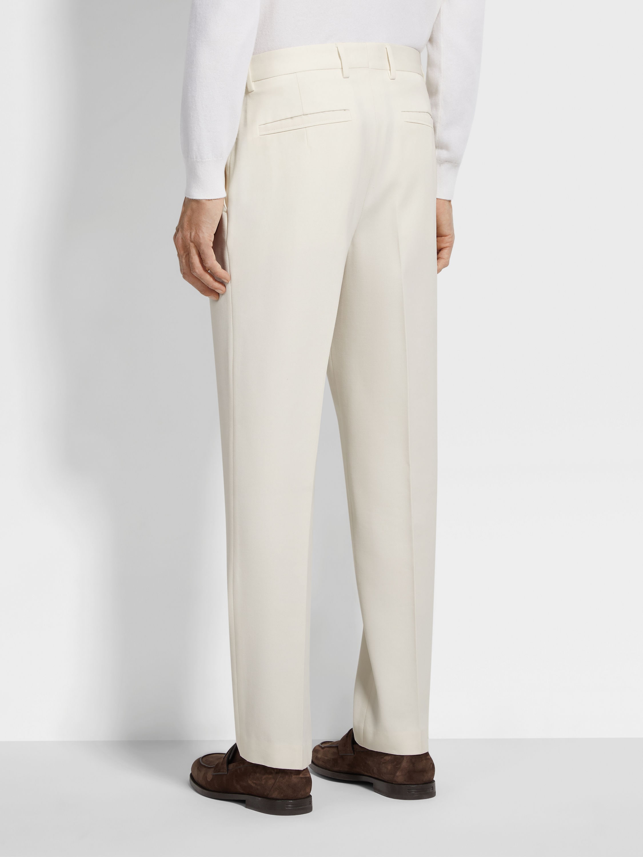 White Cotton and Wool Pants Product detail photo #4