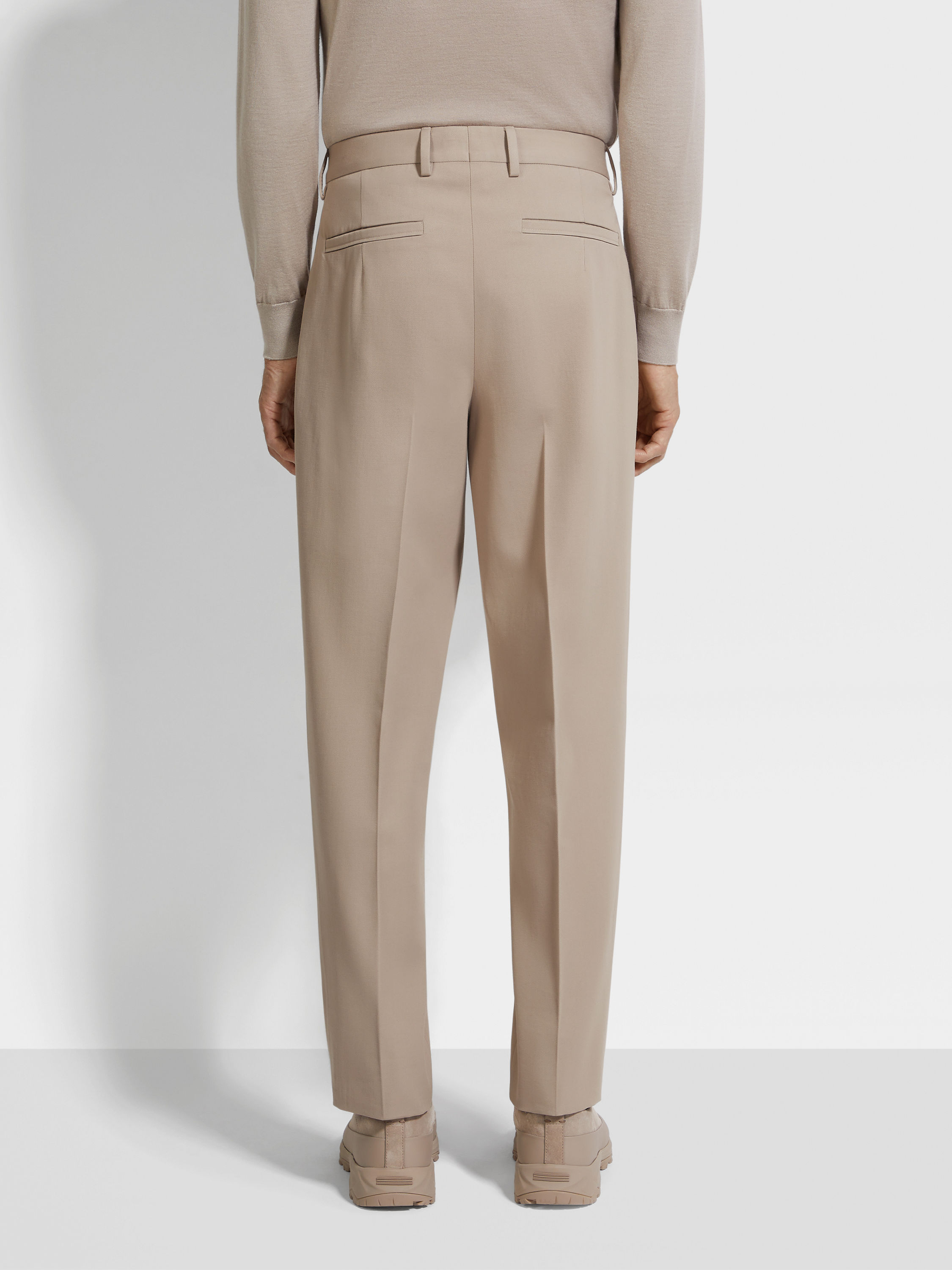 Light Taupe Cotton and Wool Pants Product detail photo #5