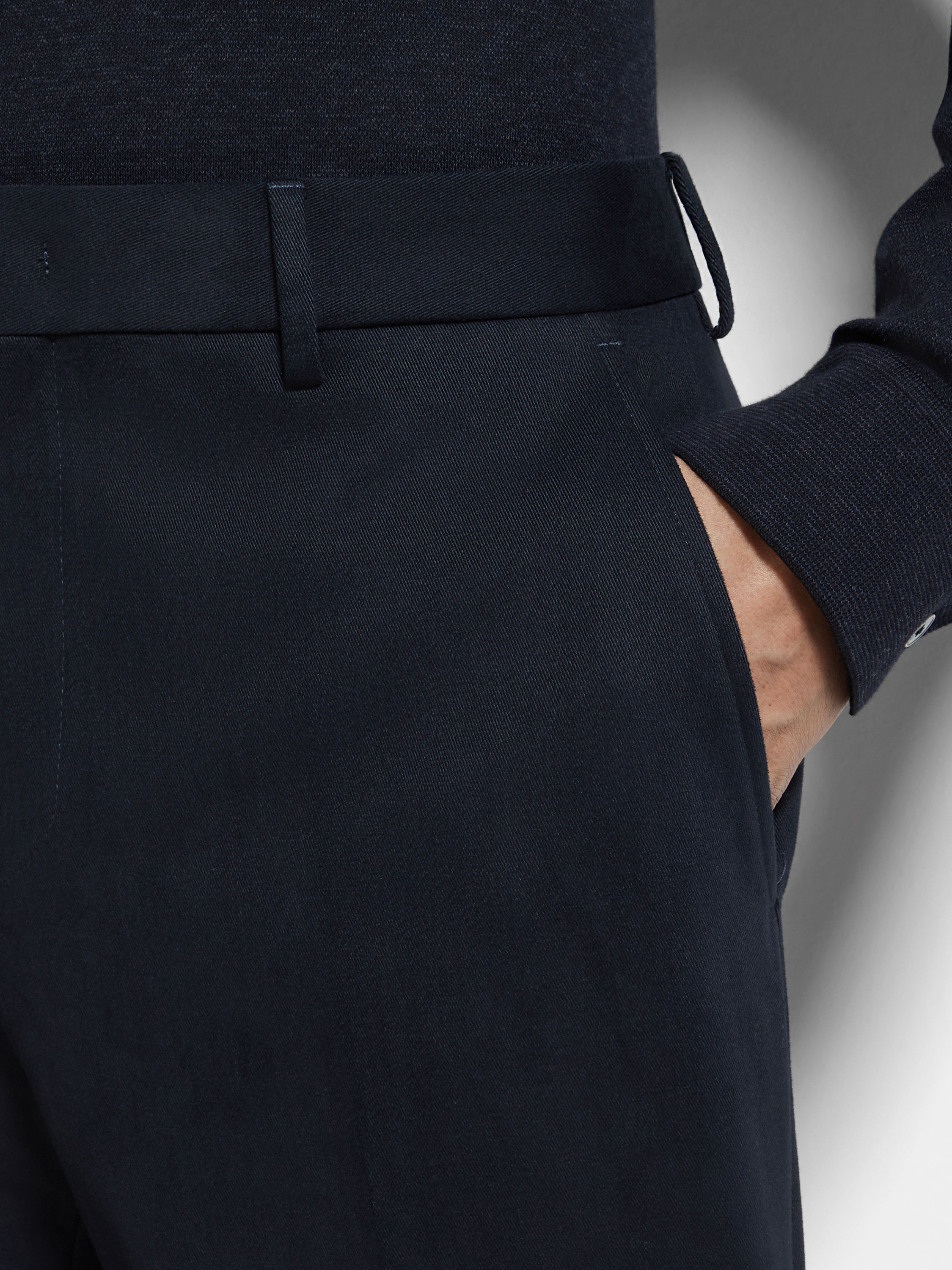 Navy Blue Cotton and Cashmere Pants Product detail photo #1