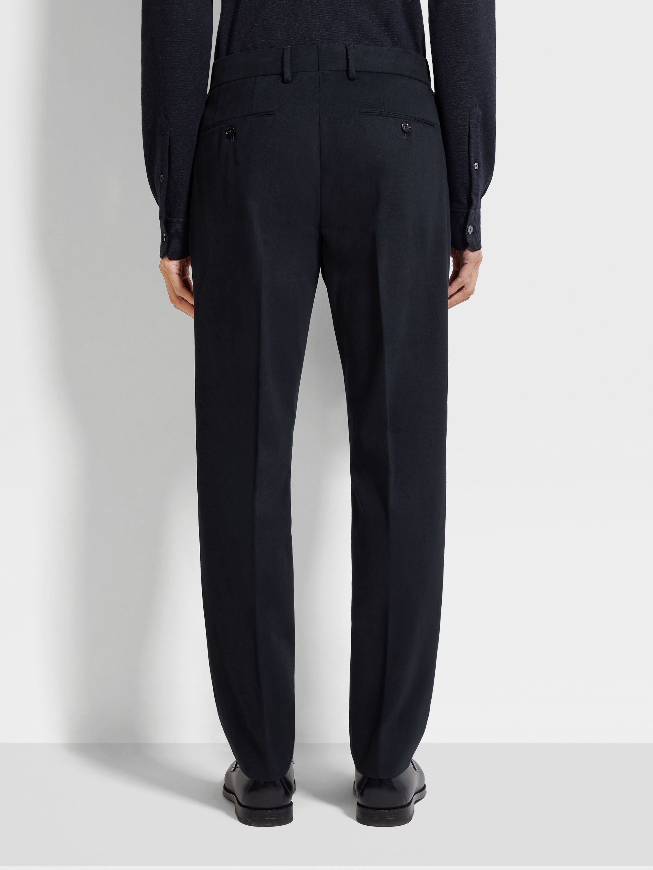 Navy Blue Cotton and Cashmere Pants Product detail photo #4