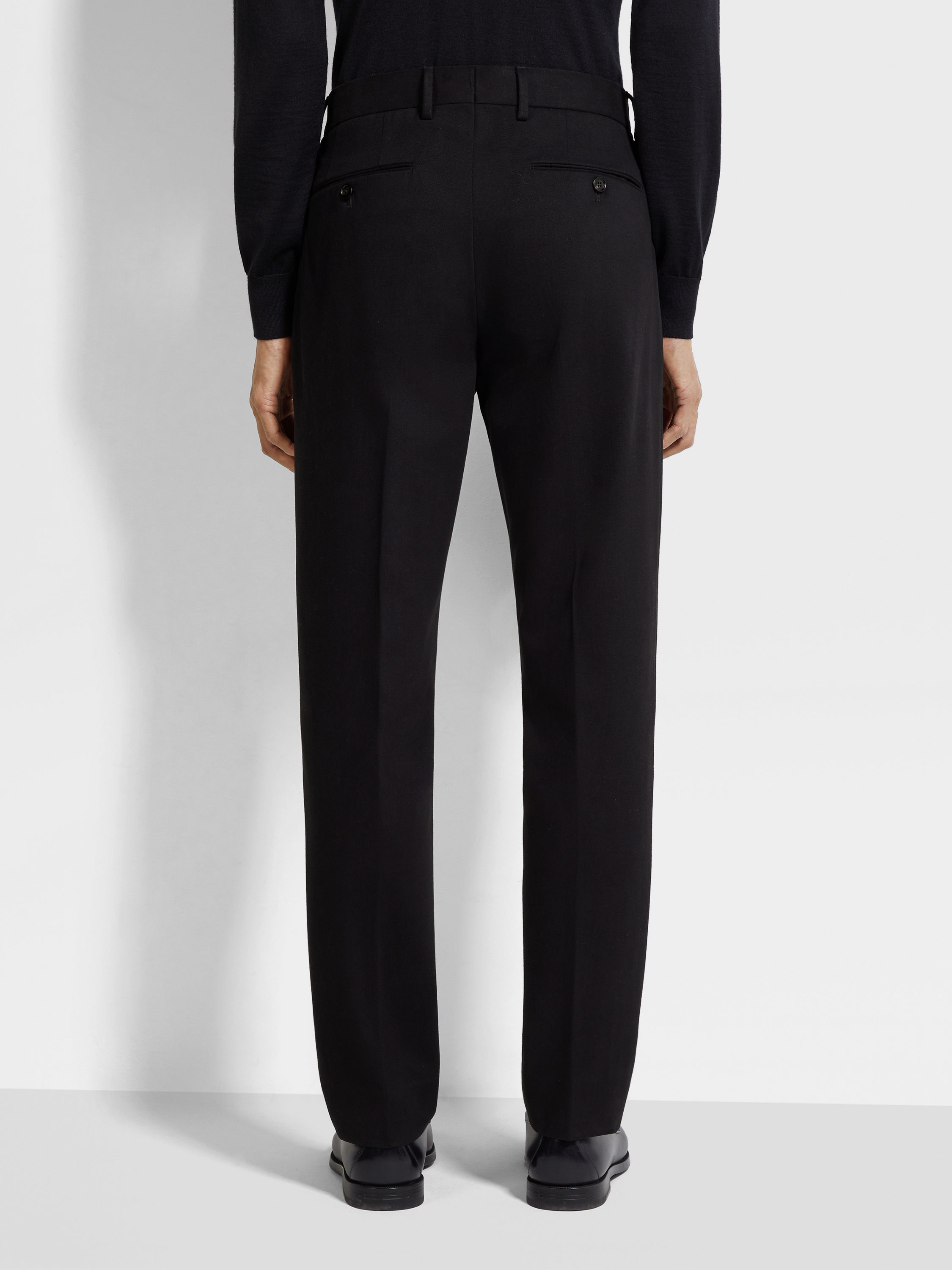 Black Cotton and Cashmere Pants Product detail photo #5