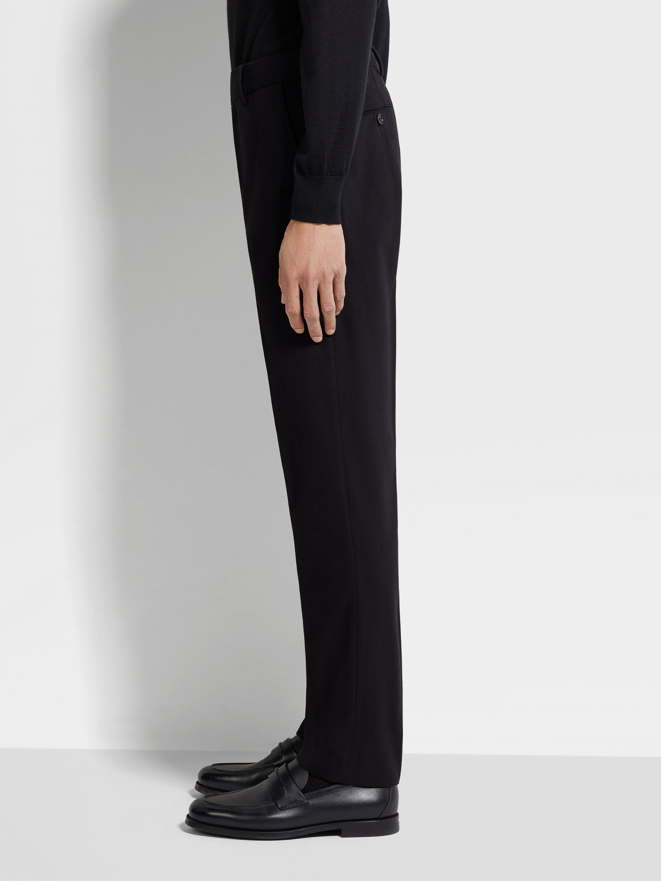 Black Cotton and Cashmere Pants Product detail photo #3