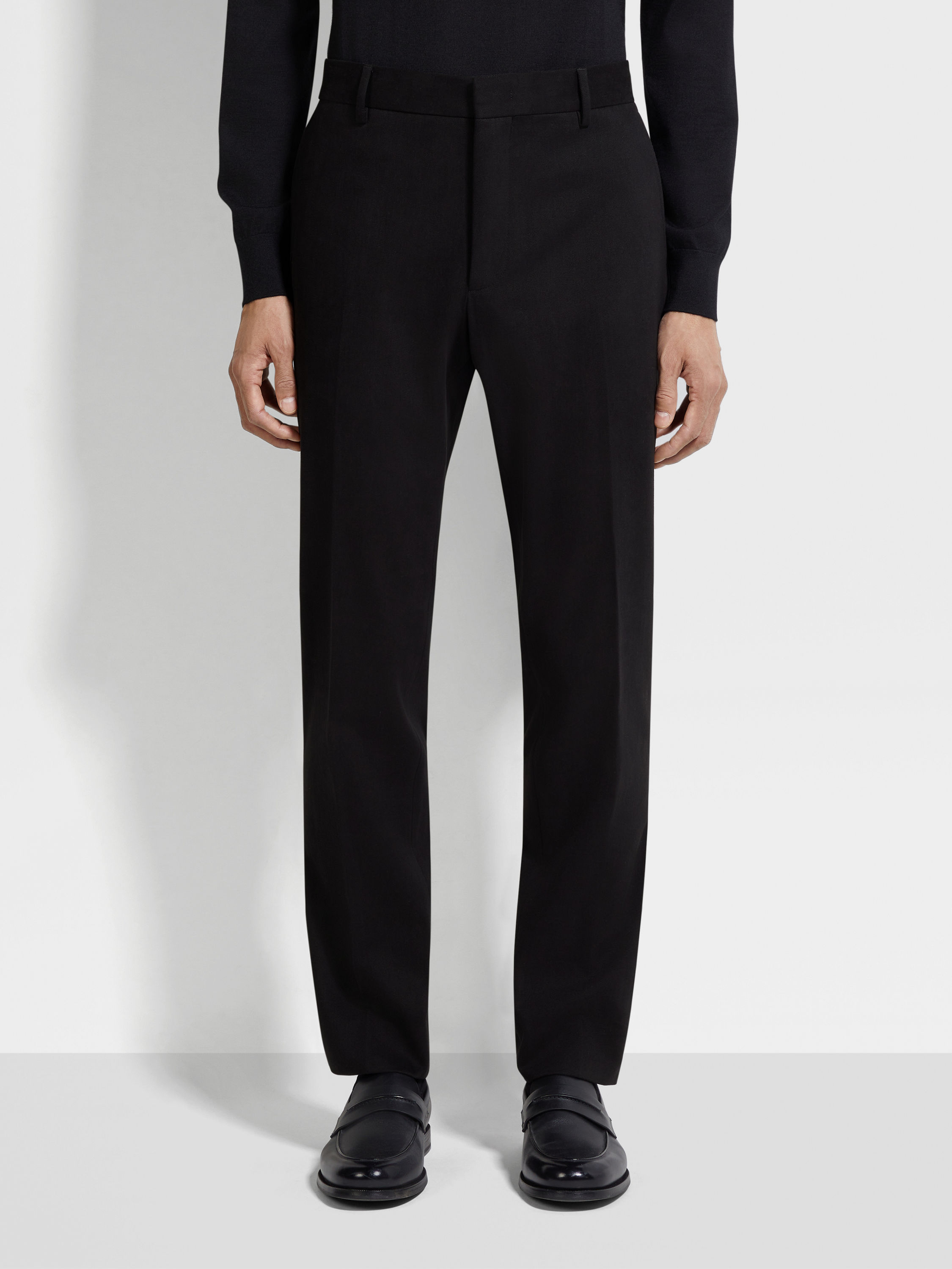 Black Cotton and Cashmere Pants Product detail photo #4