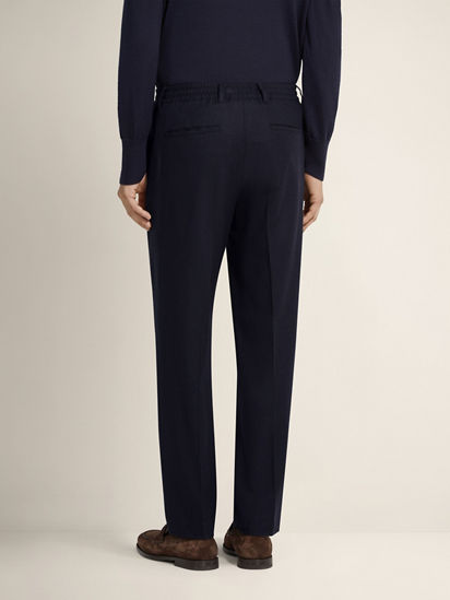 仙鹤36 海军蓝15milmil15 羊毛、桑蚕丝及山羊绒长裤FW26 35570606 | Zegna AU