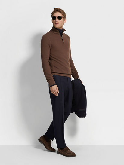 Navy Blue 15milmil15 Wool Silk and Cashmere Pants FW25 35570606