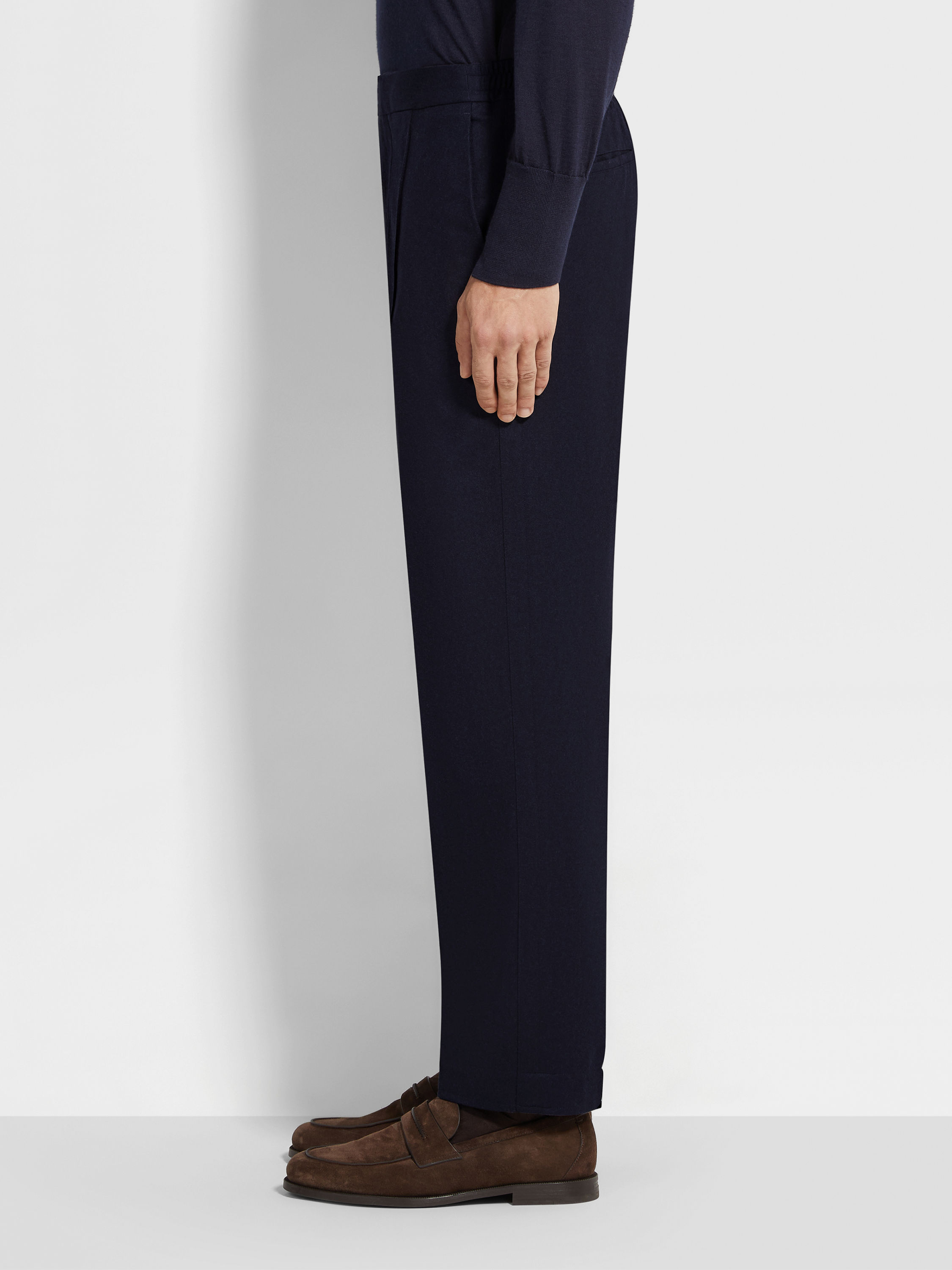 Navy Blue 15milmil15 Wool Silk and Cashmere Pants Product detail photo #3