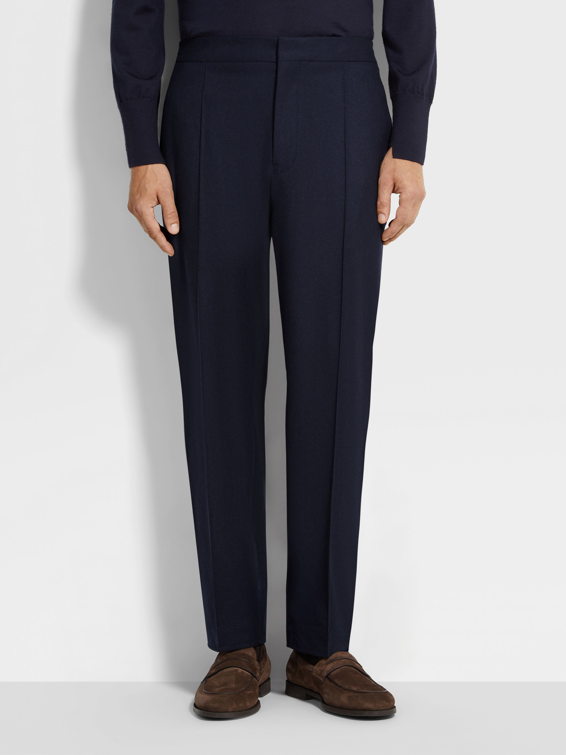 Navy Blue 15milmil15 Wool Silk and Cashmere Pants Product detail photo #4