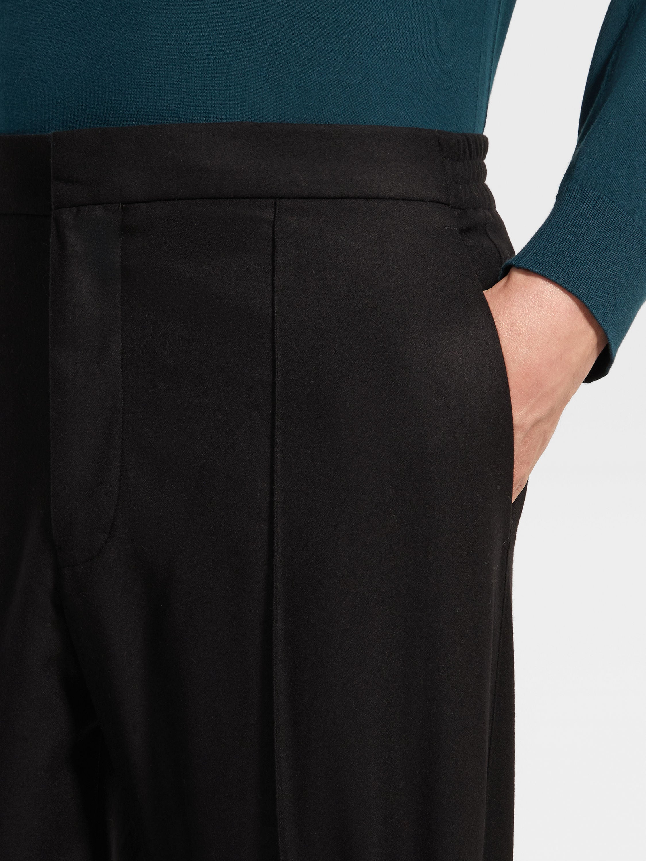 Black 15milmil15 Wool Silk and Cashmere Pants Product detail photo #1