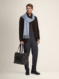 Grey and Dark Brown Cashseta Full Zip Cardigan SS26 35537814