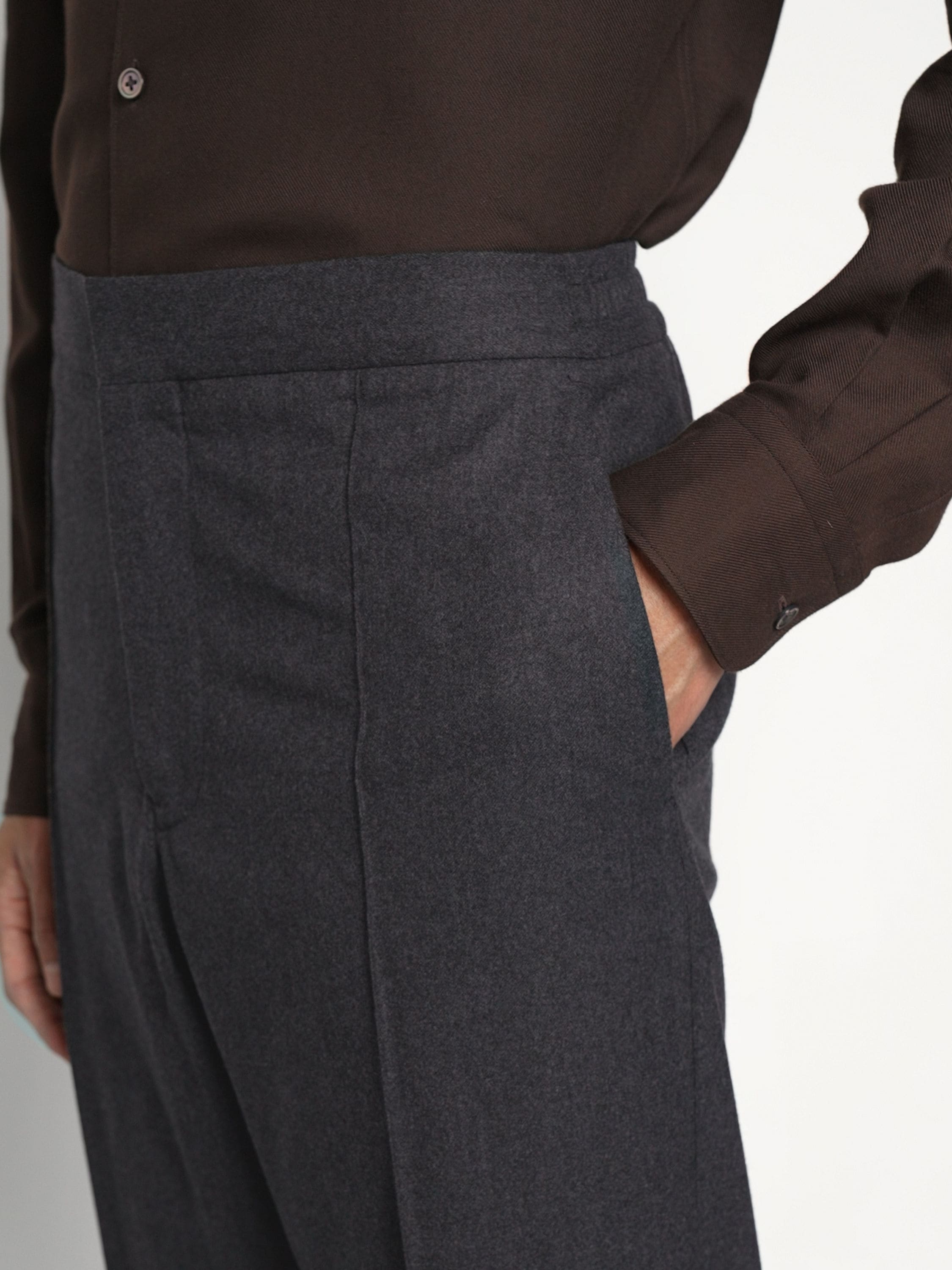 Dark Grey 15milmil15 Wool Silk and Cashmere Pants