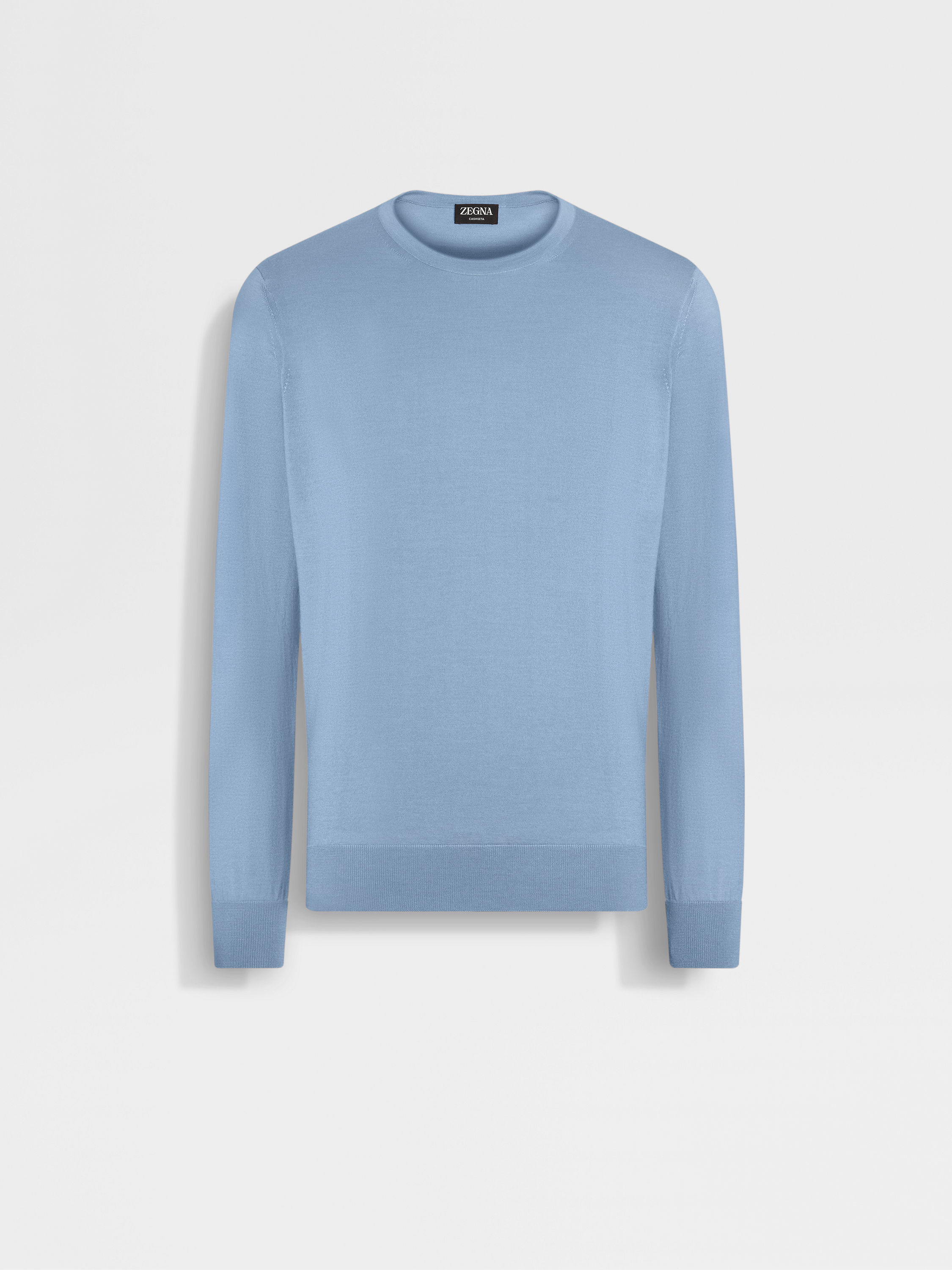 Light Blue Mélange Cashseta Crewneck Main product photo
