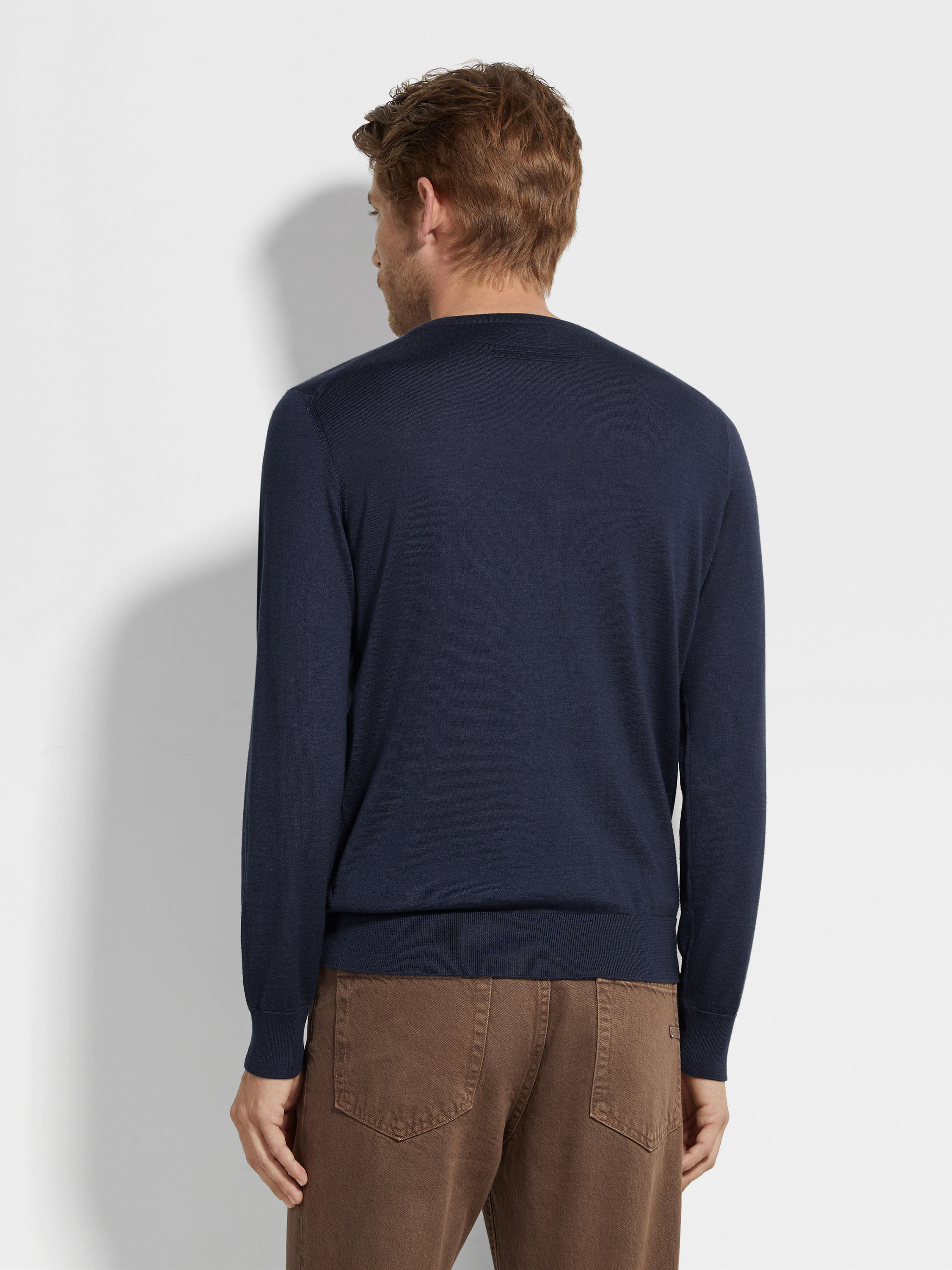 Ink Blue Mélange Cashseta Crewneck Product detail photo #4