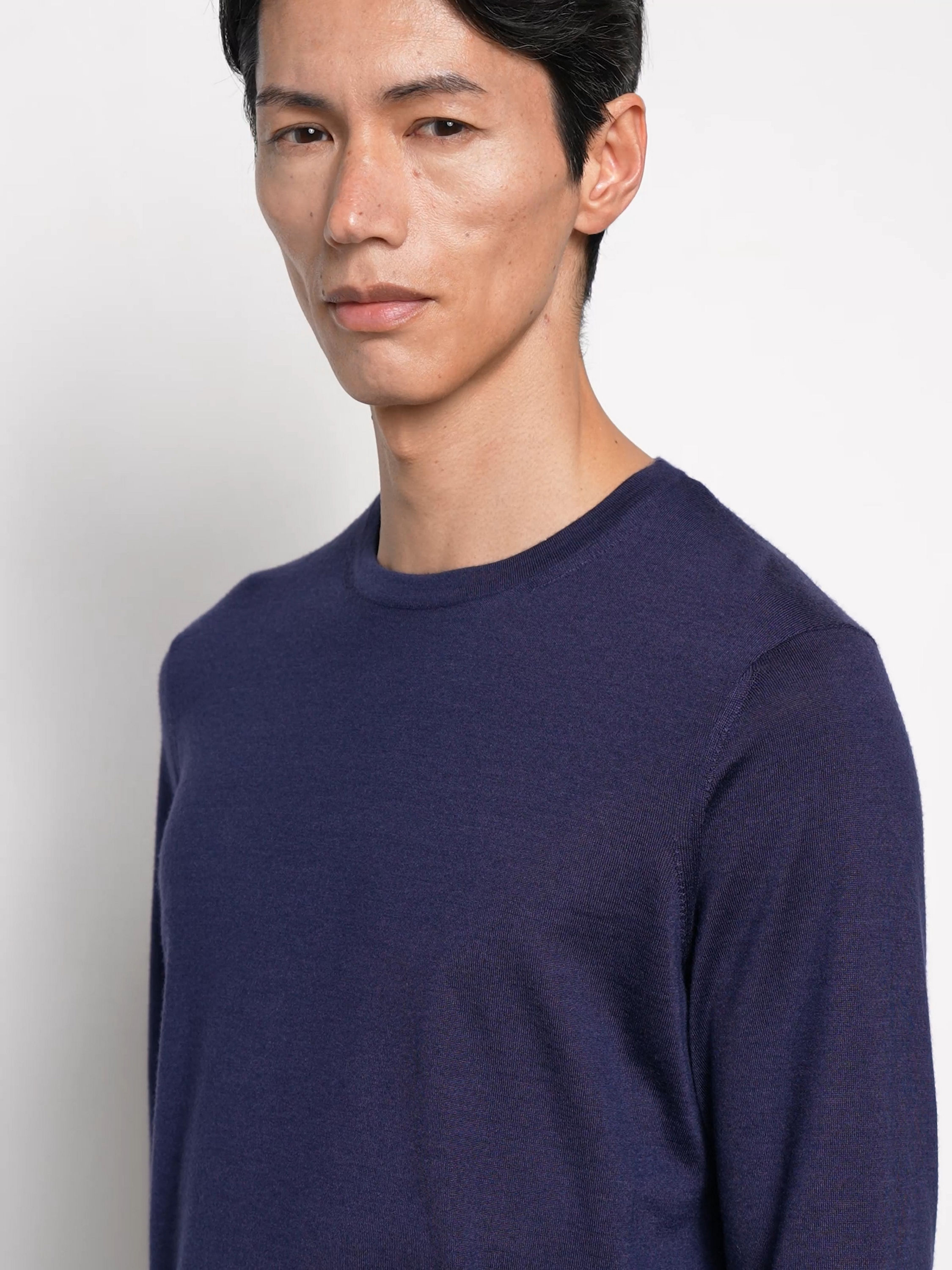 Ink Blue Mélange Cashseta Crewneck