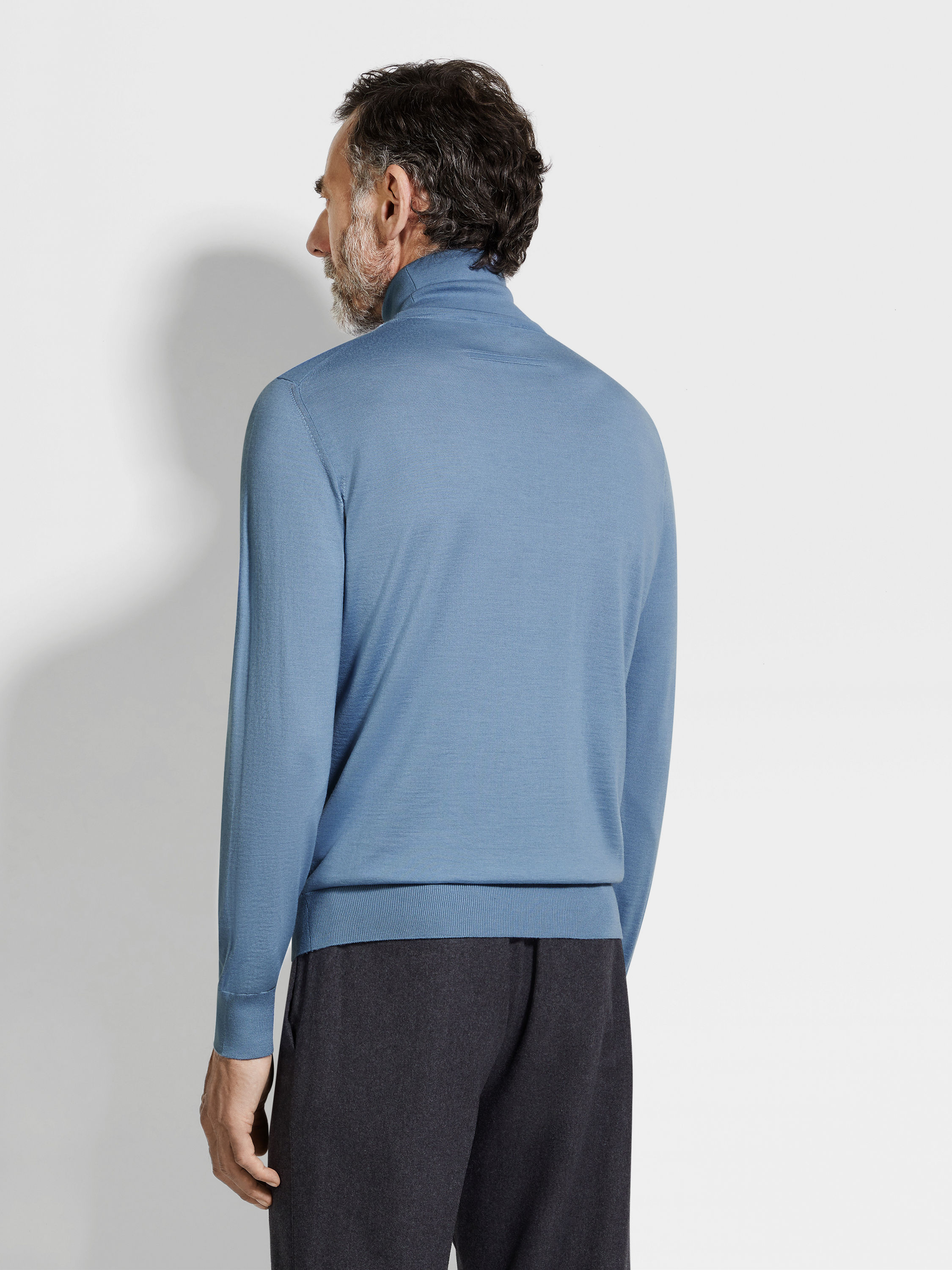 Light Blue Mélange Cashseta Turtleneck Product detail photo #4