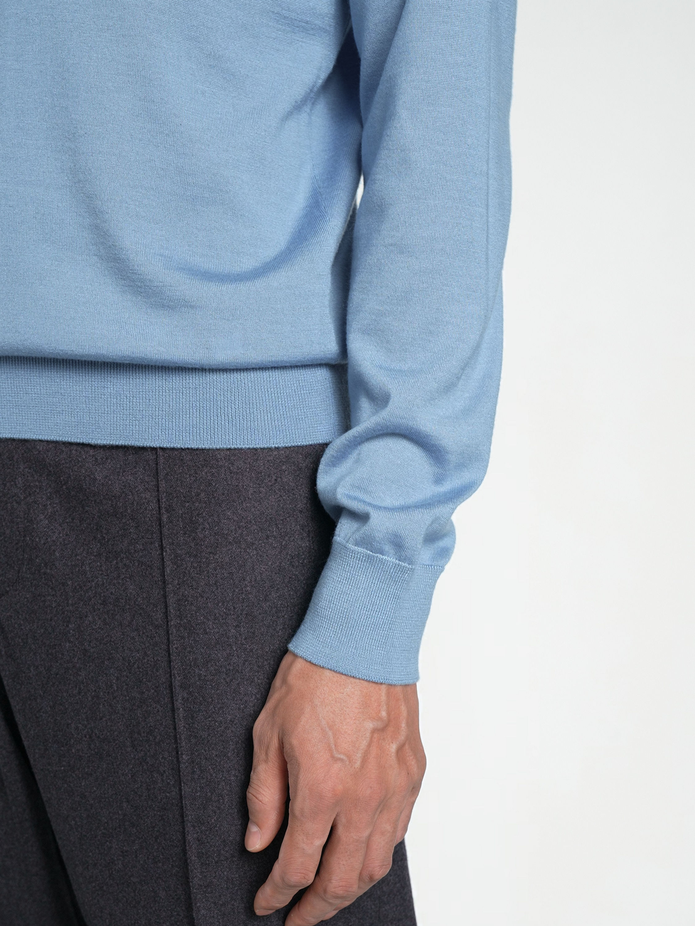Light Blue Mélange Cashseta Turtleneck