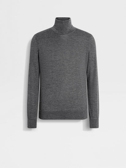 CASHYAGEknitdufflecoatカシミア100% Grey Mélange Cashseta Turtleneck FW25 35591385 | Zegna CA