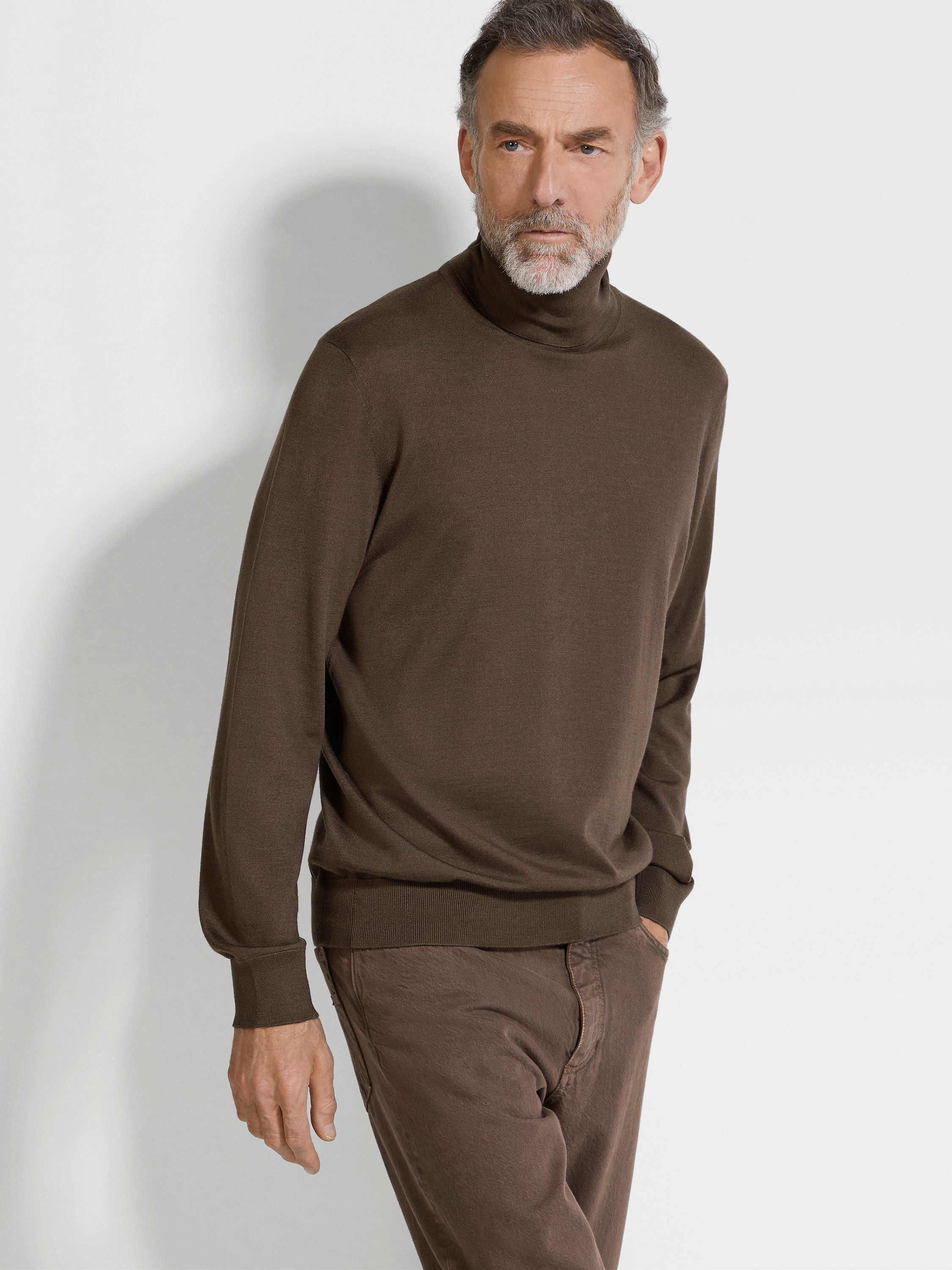 Brown Mélange Cashseta Turtleneck Product detail photo #2